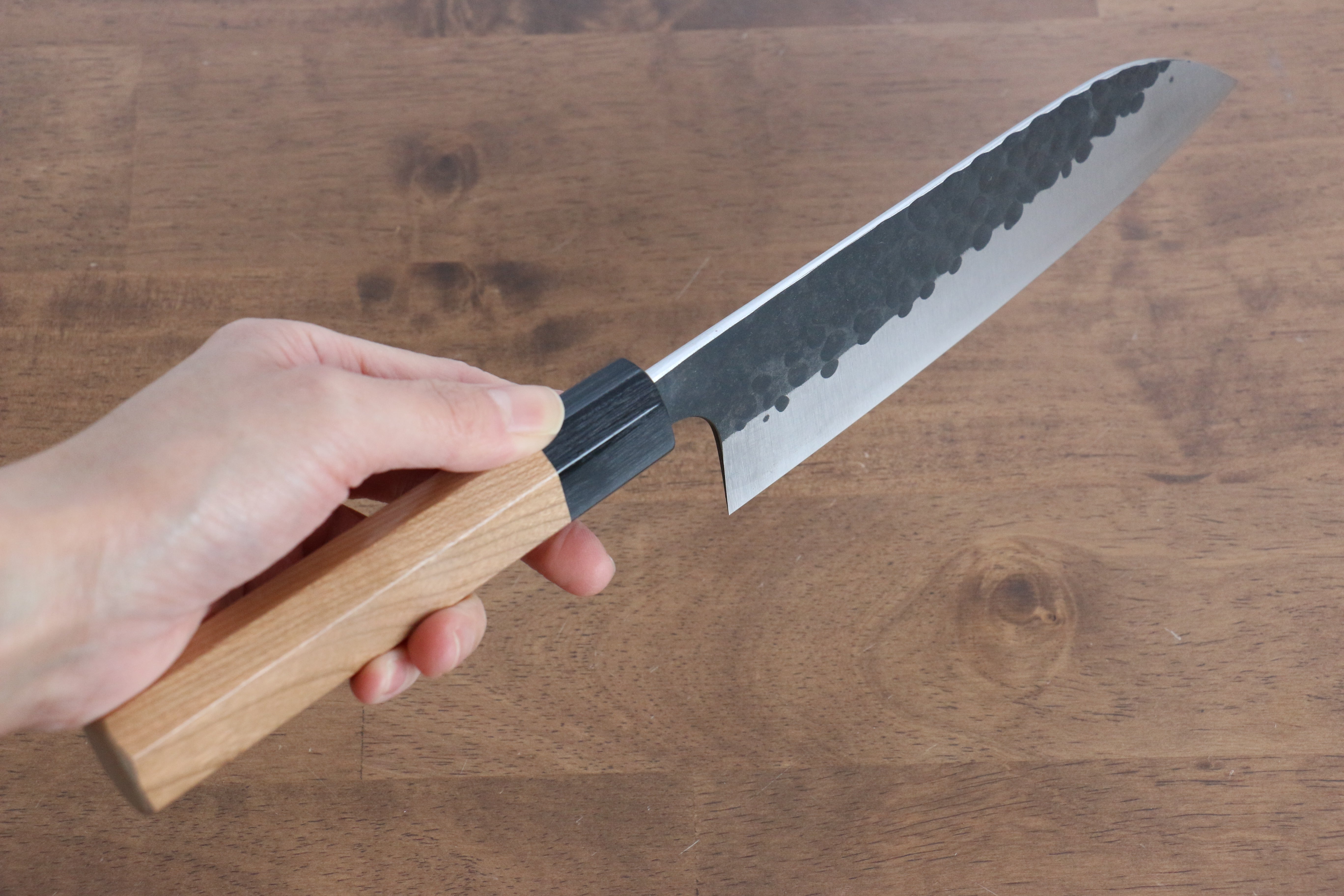 Masakage Koishi Blue Super Black Finished Santoku 165mm American Cherry Handle - Japanny - Best Japanese Knife