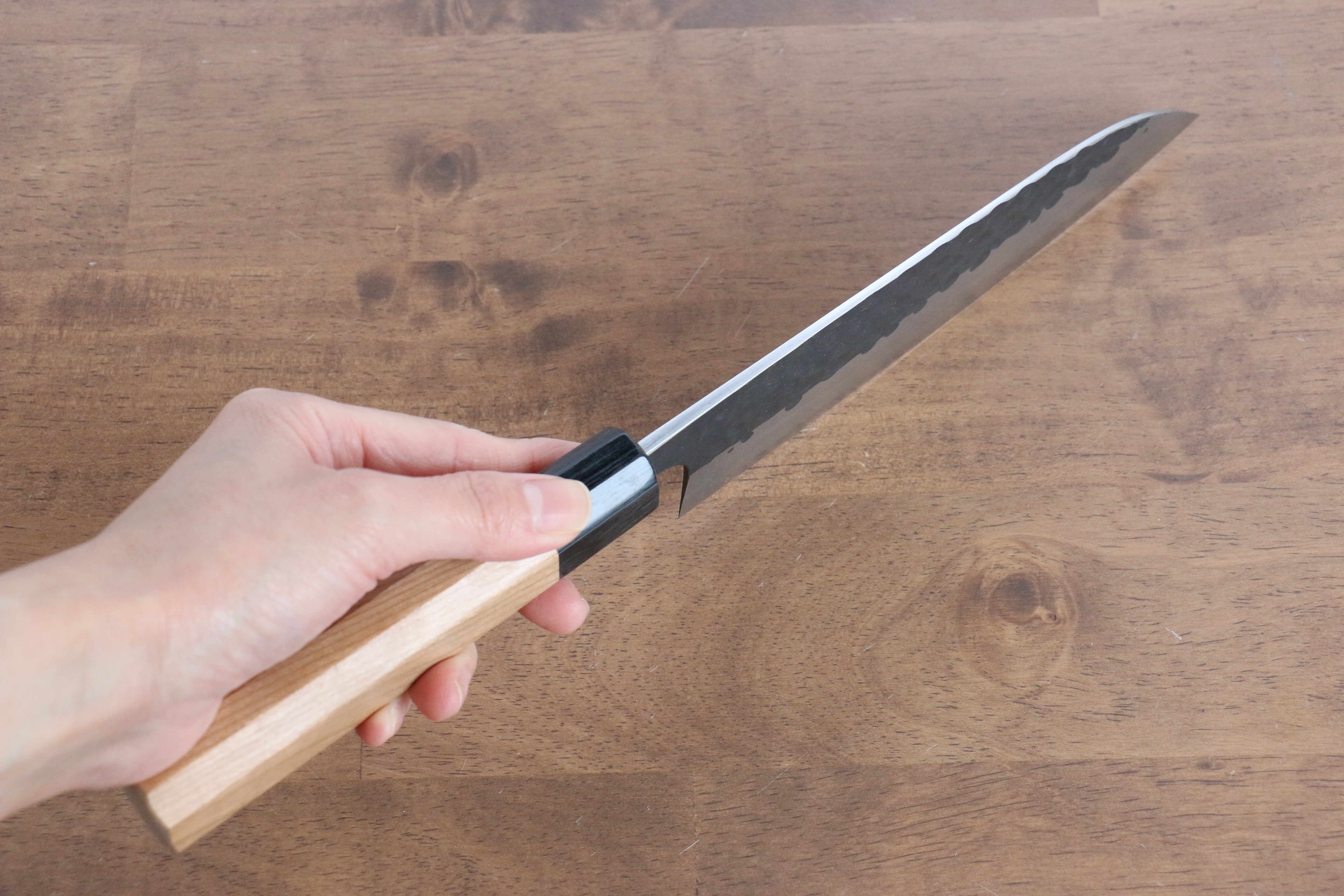 Masakage Koishi Blue Super Black Finished Santoku 165mm American Cherry Handle - Japanny - Best Japanese Knife