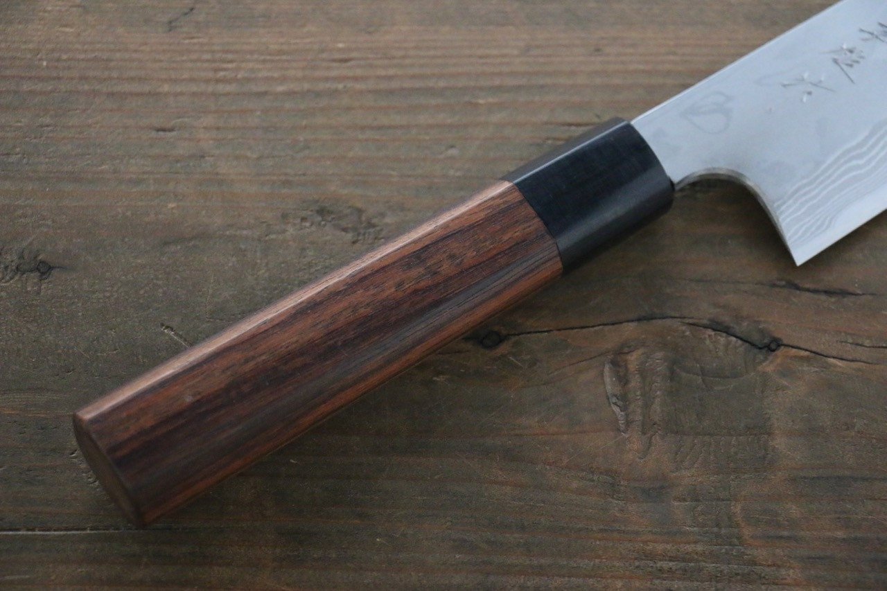 Hideo Kitaoka Blue Steel No.2 Damascus Funayuki 170mm Shitan Handle - Japanny - Best Japanese Knife