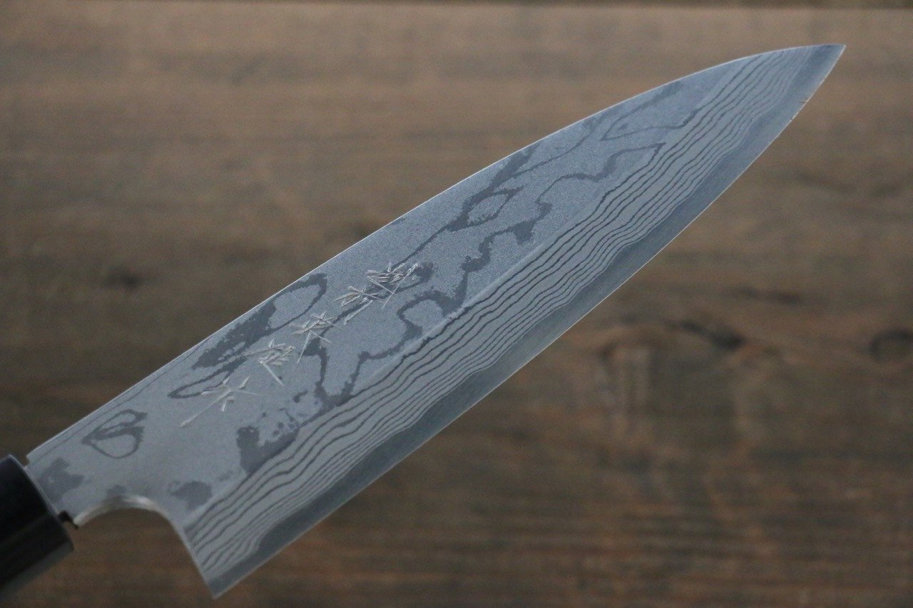 Hideo Kitaoka Blue Steel No.2 Damascus Funayuki 170mm Shitan Handle - Japanny - Best Japanese Knife