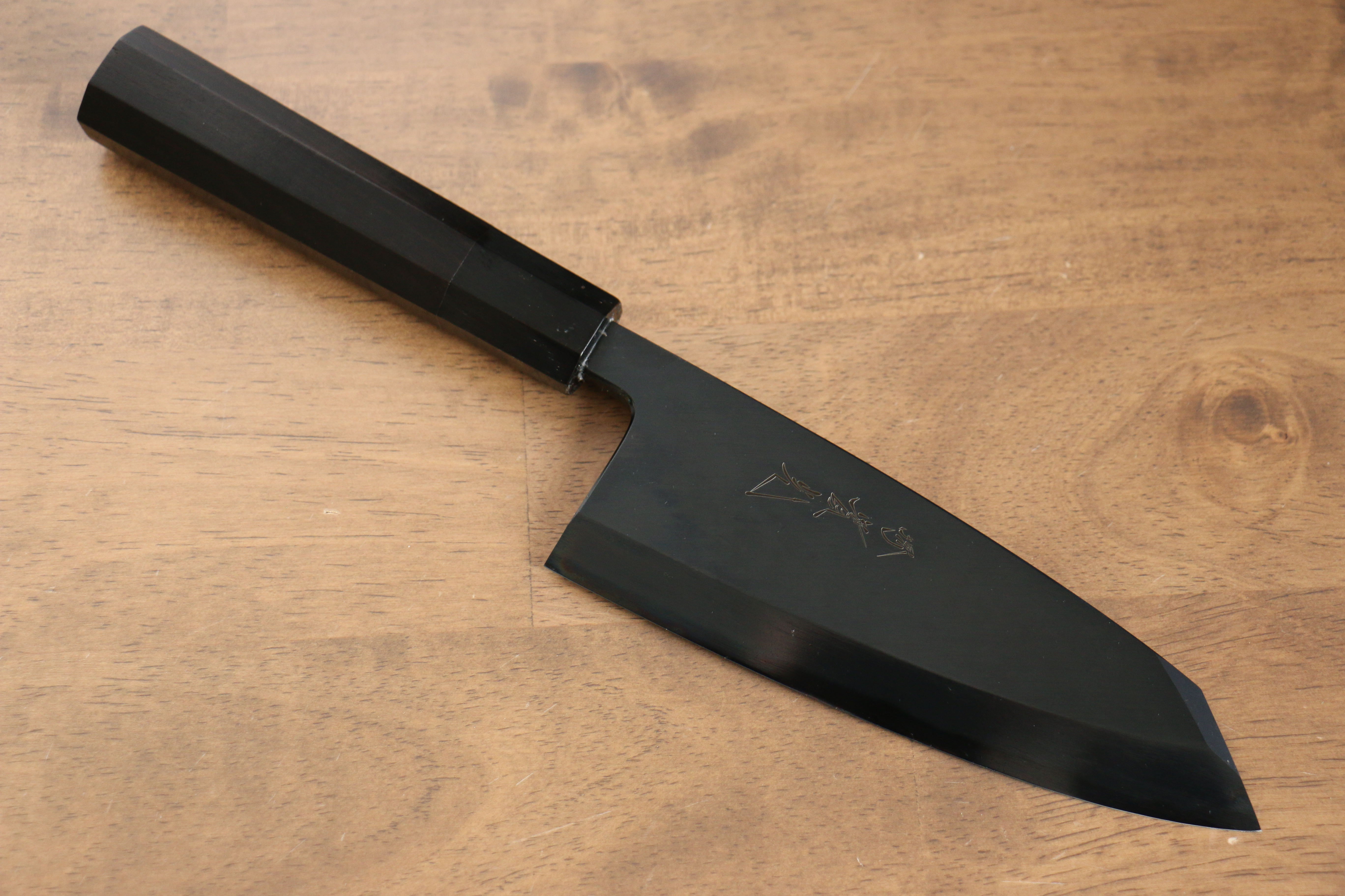 Jikko Ginza White Steel Black dyeing Kiritsuke Deba 150mm Ebony Wood Handle - Japanny - Best Japanese Knife