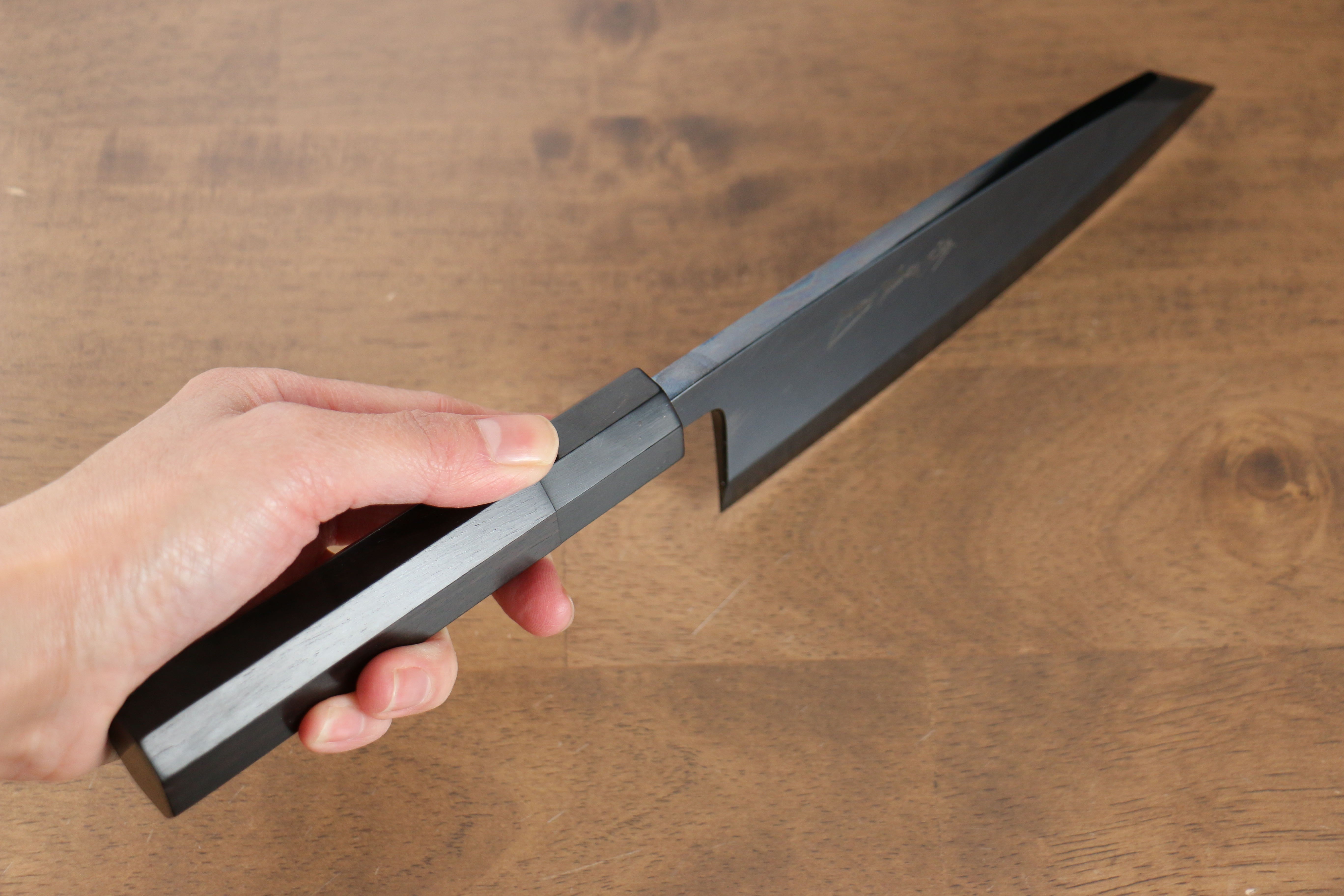 Jikko Ginza White Steel Black dyeing Kiritsuke Deba 150mm Ebony Wood Handle - Japanny - Best Japanese Knife