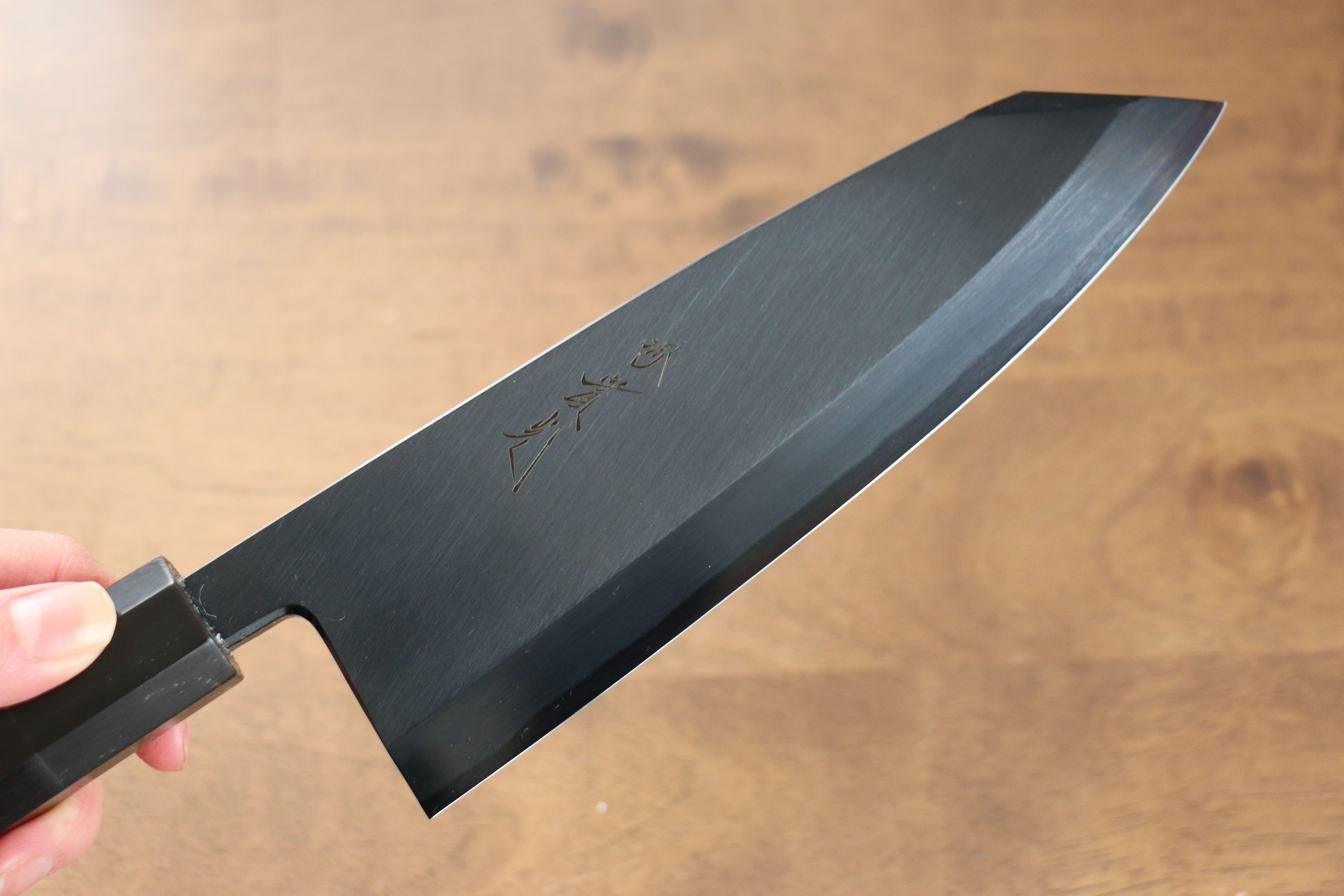 Jikko Ginza White Steel Black dyeing Kiritsuke Deba 180mm Ebony Wood Handle - Japanny - Best Japanese Knife