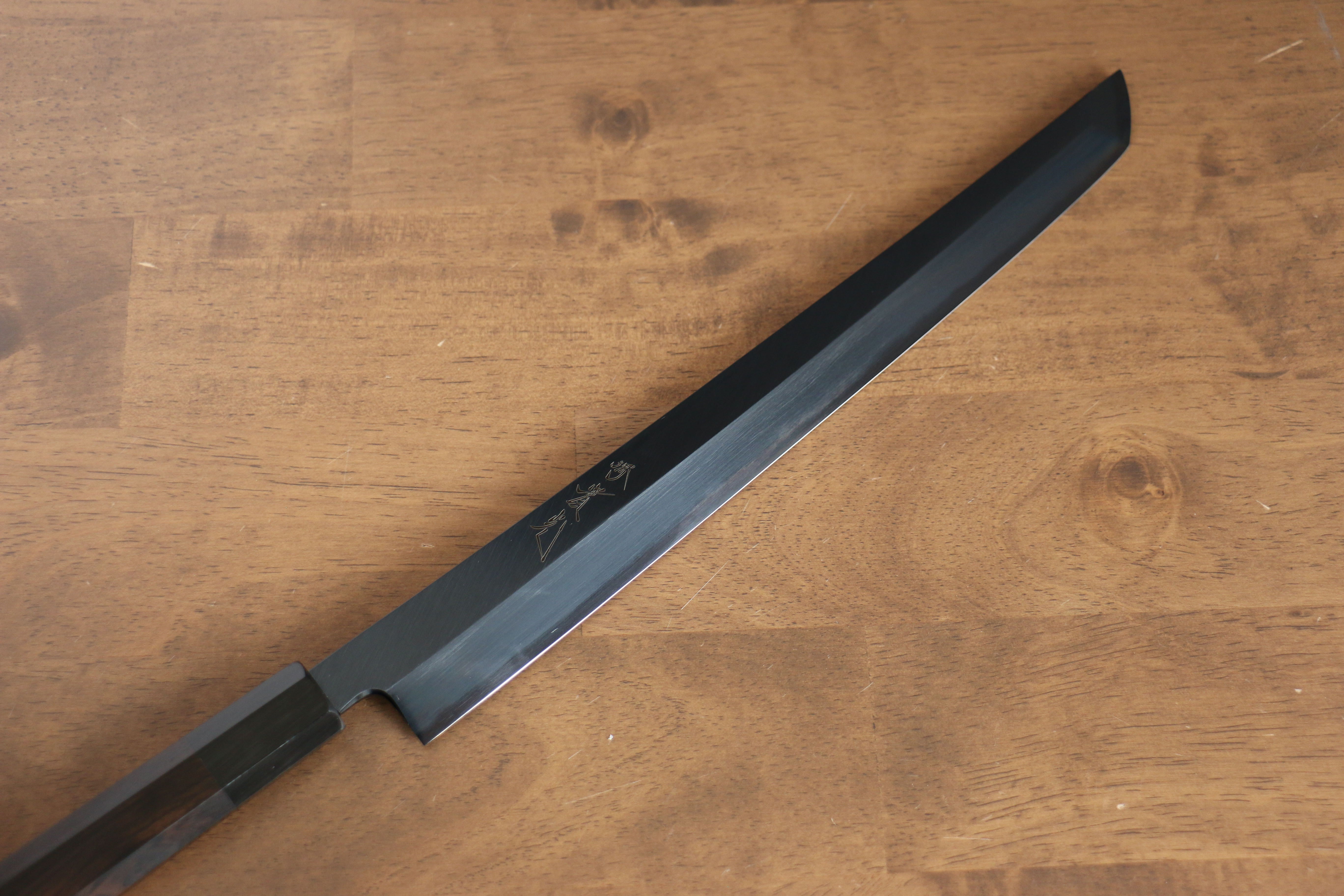 Jikko Ginza White Steel Black dyeing Sakimaru Yanagiba 300mm Ebony Wood Handle - Japanny - Best Japanese Knife