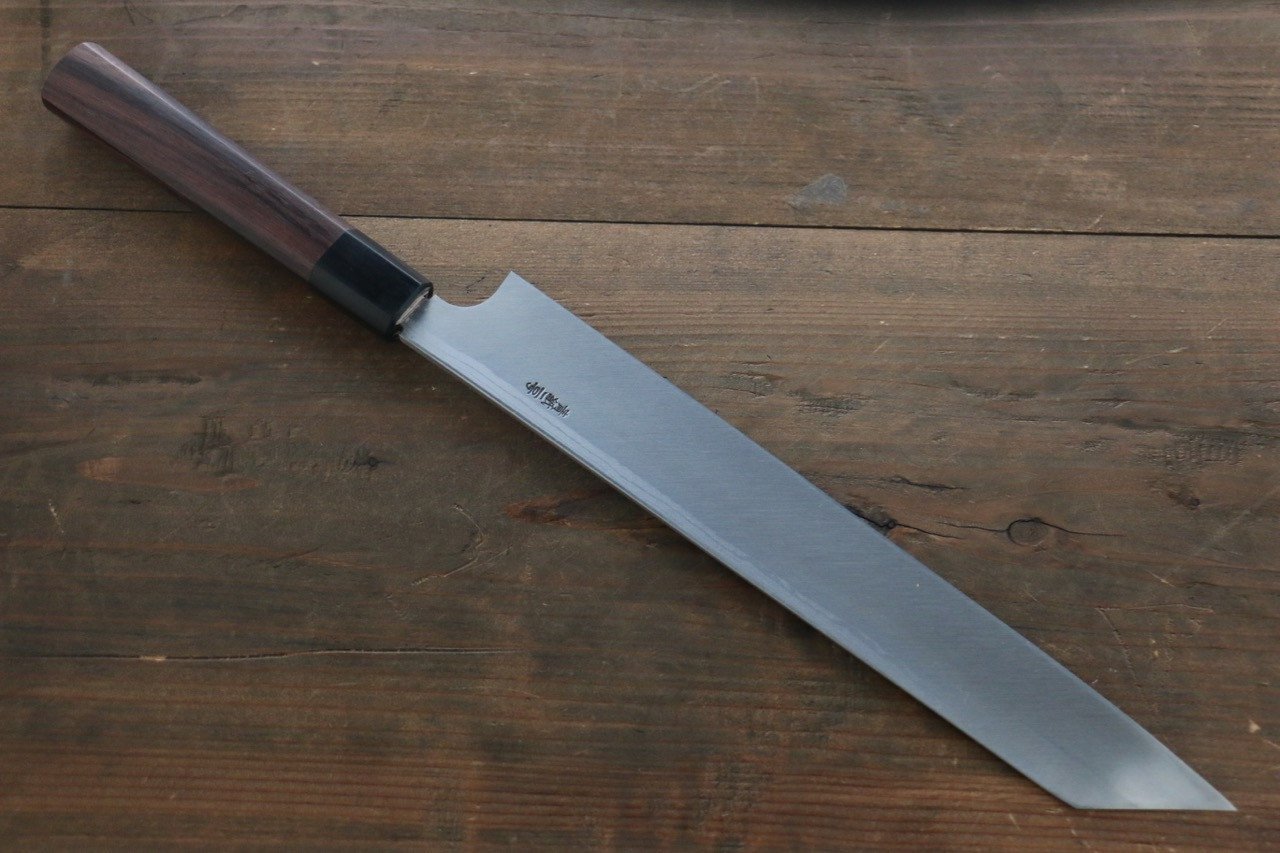 Hideo Kitaoka Blue Steel No.2 Damascus Kiritsuke Yanagiba 270mm Shitan Handle - Japanny - Best Japanese Knife
