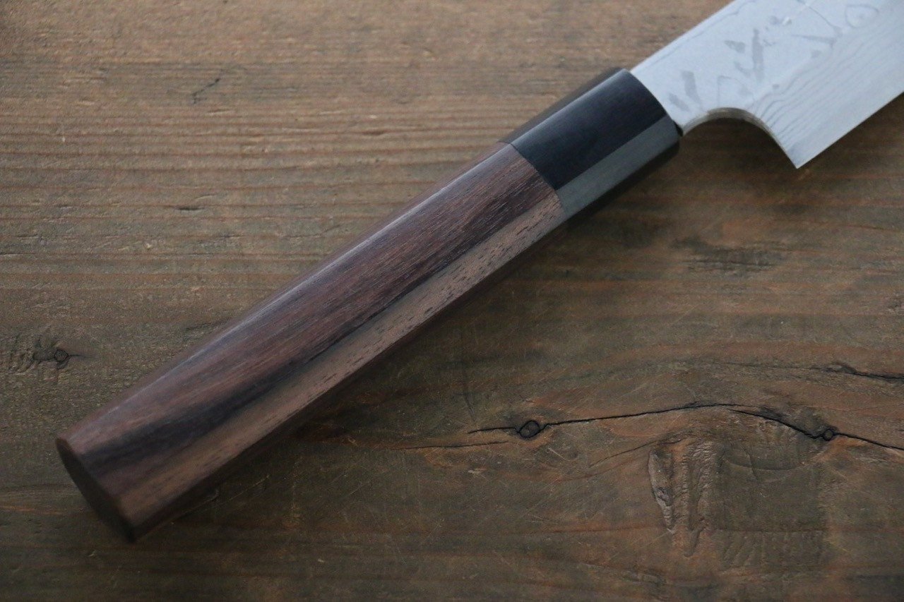 Hideo Kitaoka Blue Steel No.2 Damascus Kiritsuke Yanagiba 270mm Shitan Handle - Japanny - Best Japanese Knife