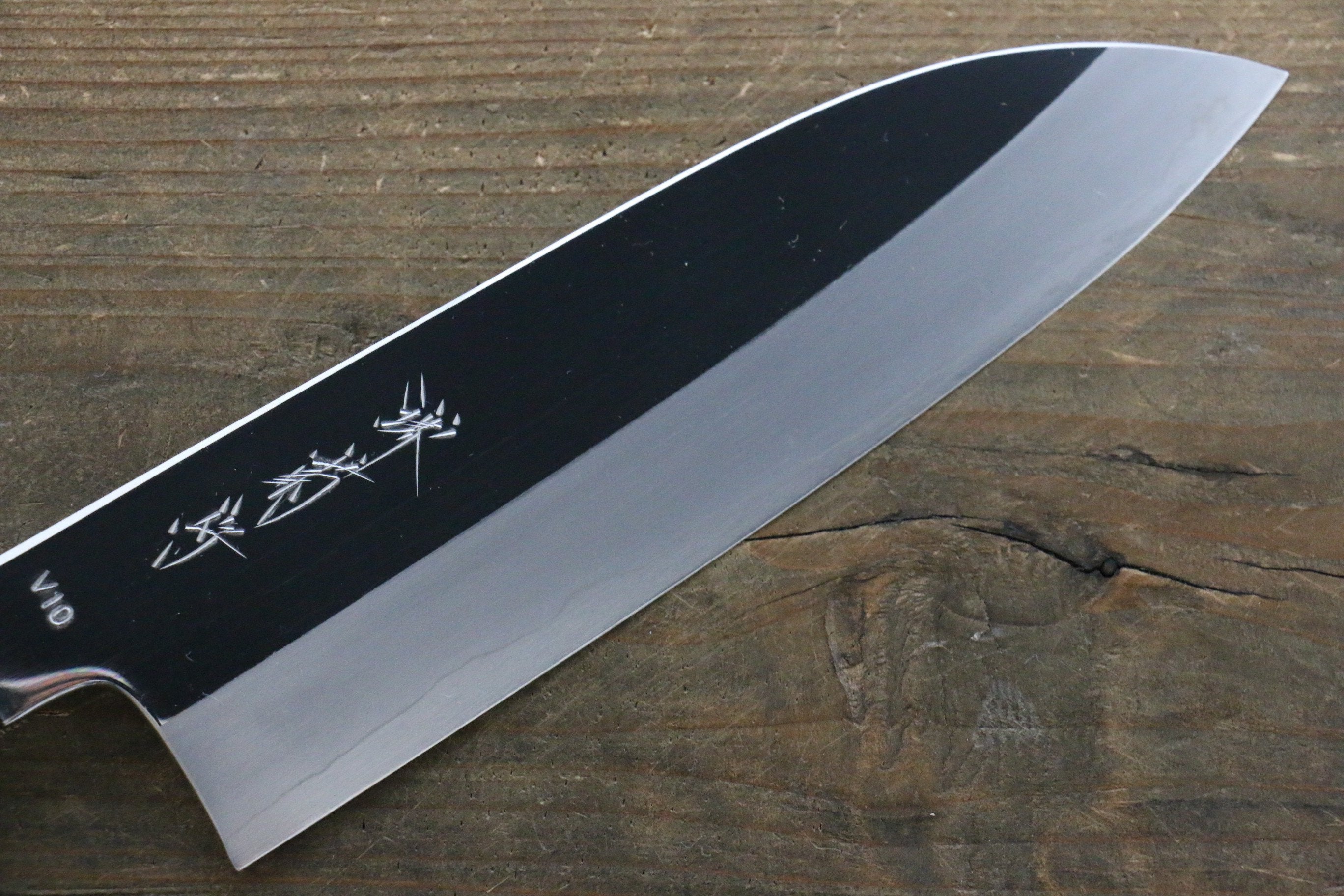 Kikumori VG10 Mirrored Finish Santoku Japanese Chef Knife 180mm with Ebony Handle - Japanny - Best Japanese Knife