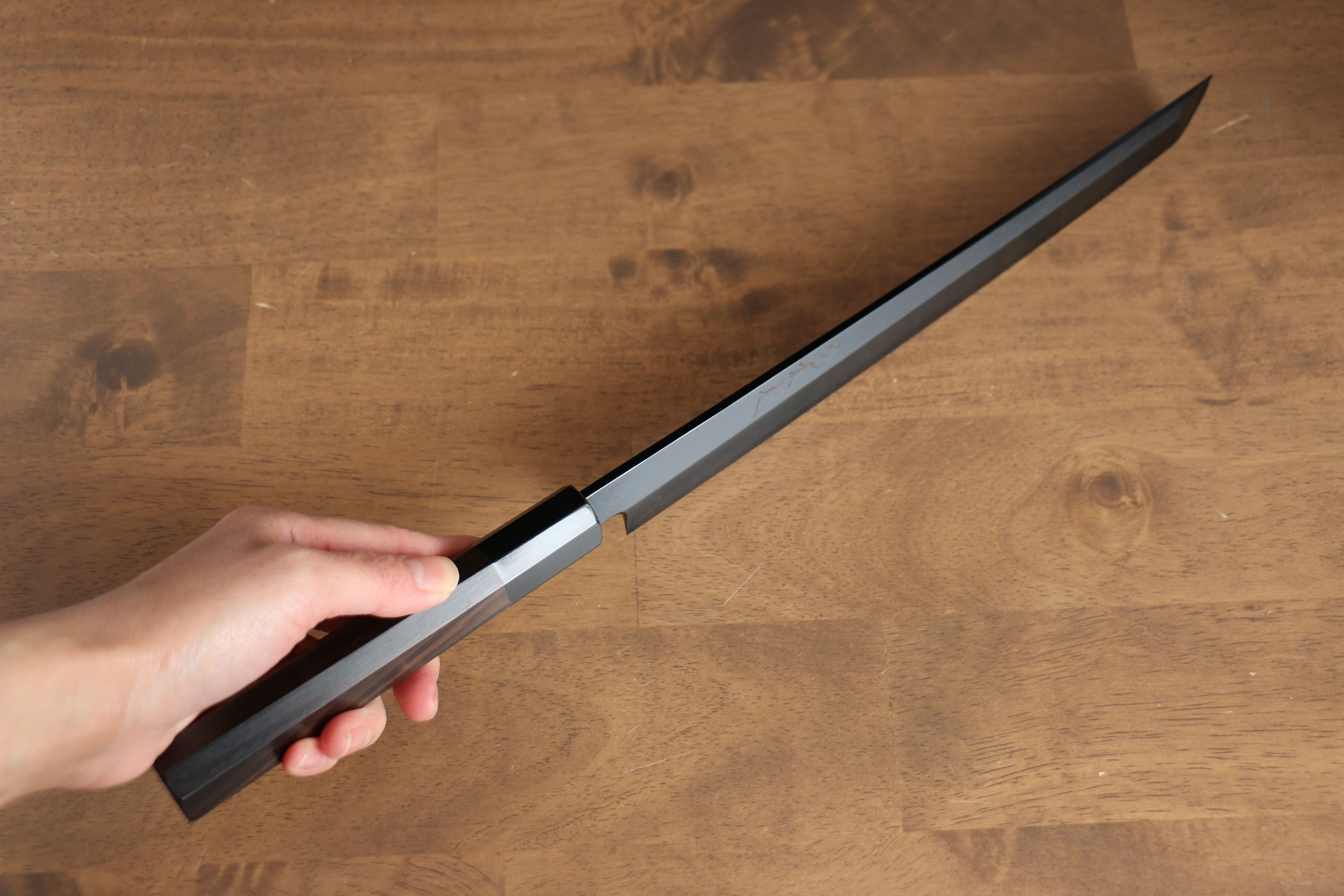 Jikko Ginza White Steel Black dyeing Sakimaru Yanagiba 270mm Ebony Wood Handle - Japanny - Best Japanese Knife