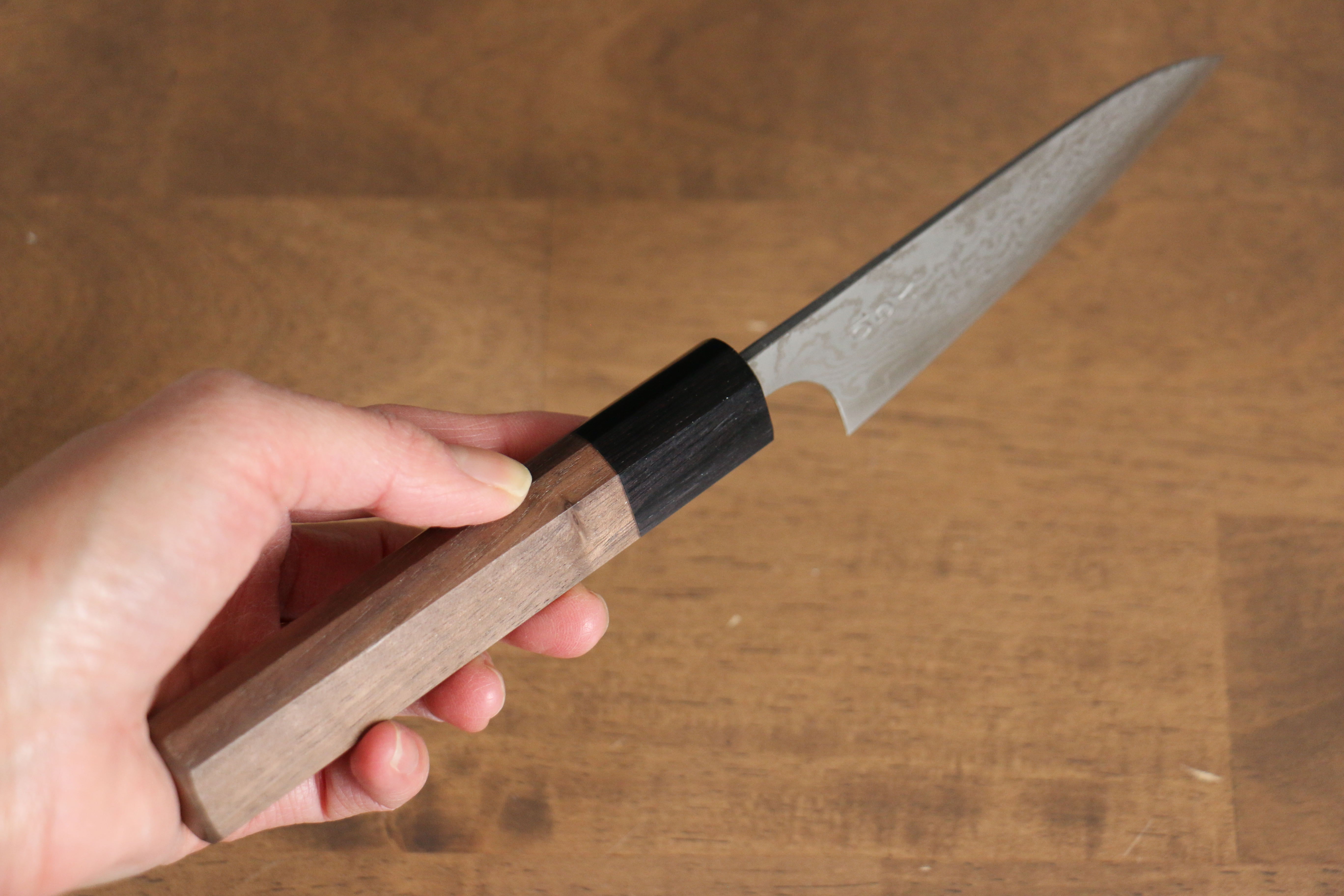 Nao Yamamoto VG10 Damascus Petty-Utility 100mm Walnut Handle - Japanny - Best Japanese Knife
