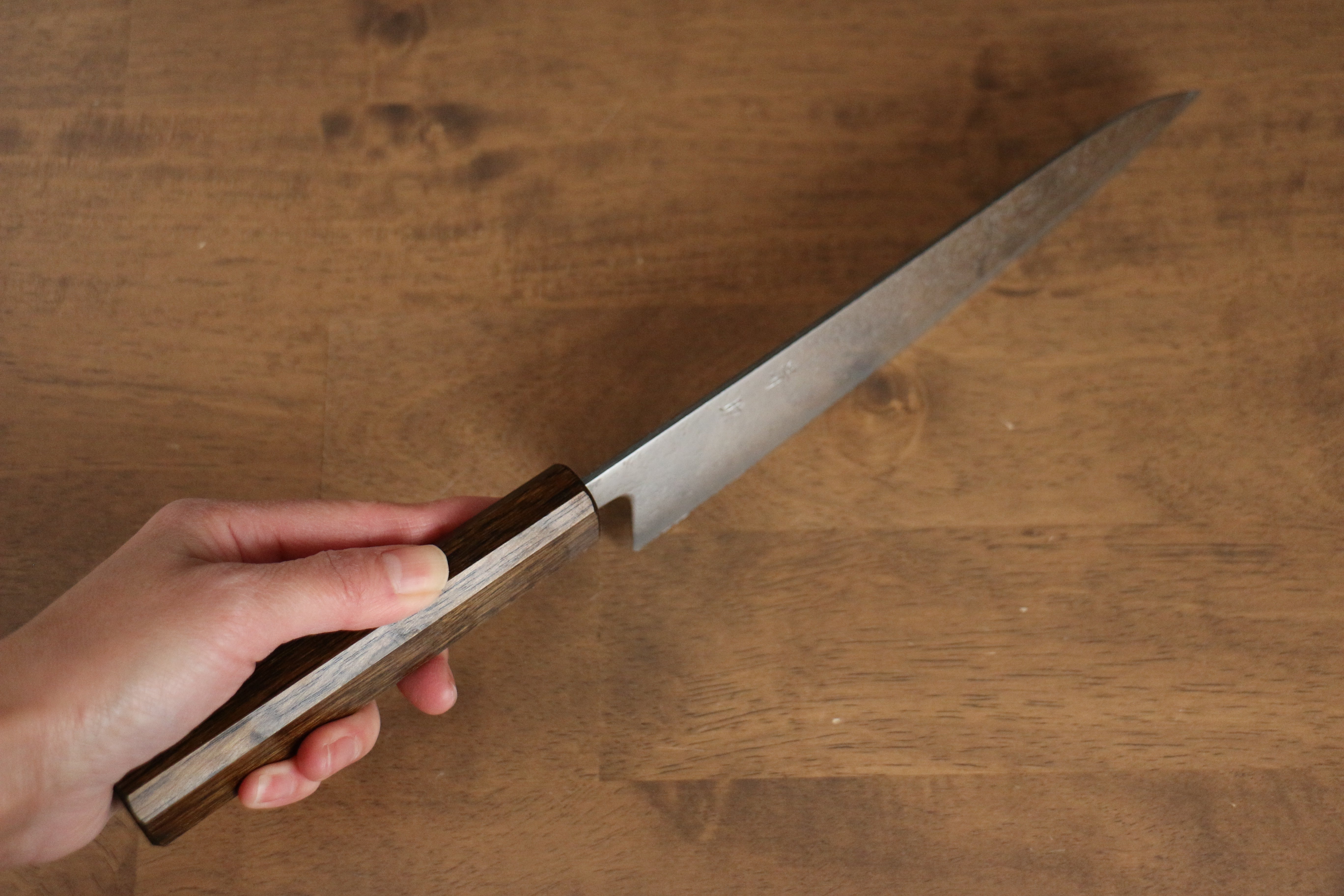 Seisuke VG10 Mirrored Finish Damascus Gyuto 210mm Oak Handle - Japanny - Best Japanese Knife