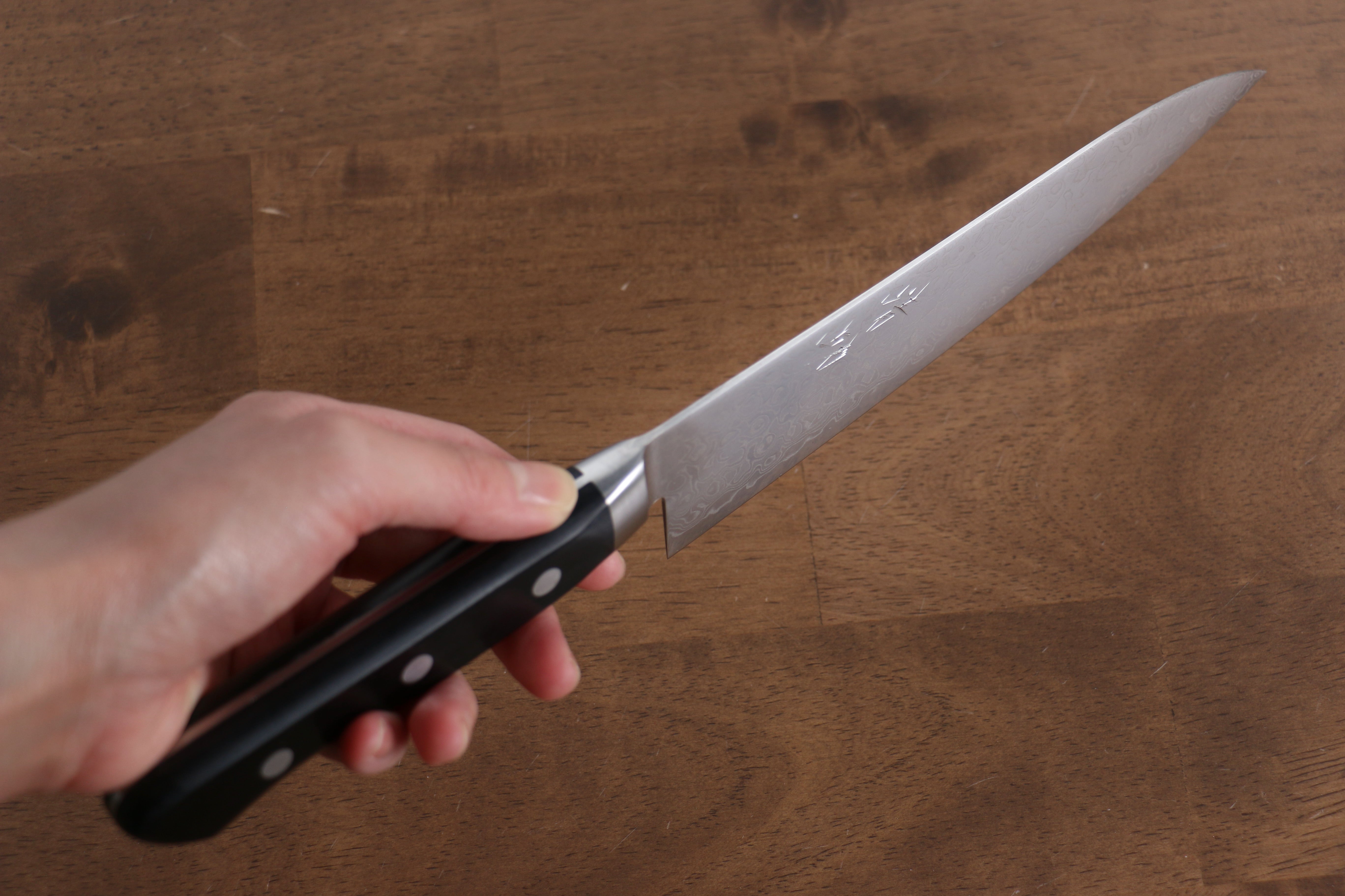 Seisuke AUS10 45 Layer Mirrored Finish Damascus Gyuto 180mm Black Pakka wood Handle - Japanny - Best Japanese Knife