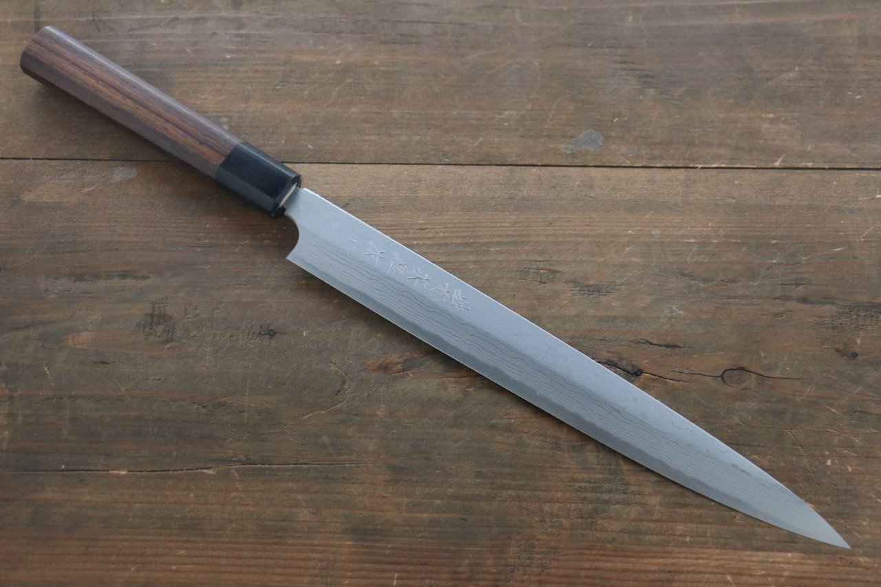 Hideo Kitaoka White Steel No.2 Damascus Yanagiba 300mm Shitan Handle - Japanny - Best Japanese Knife
