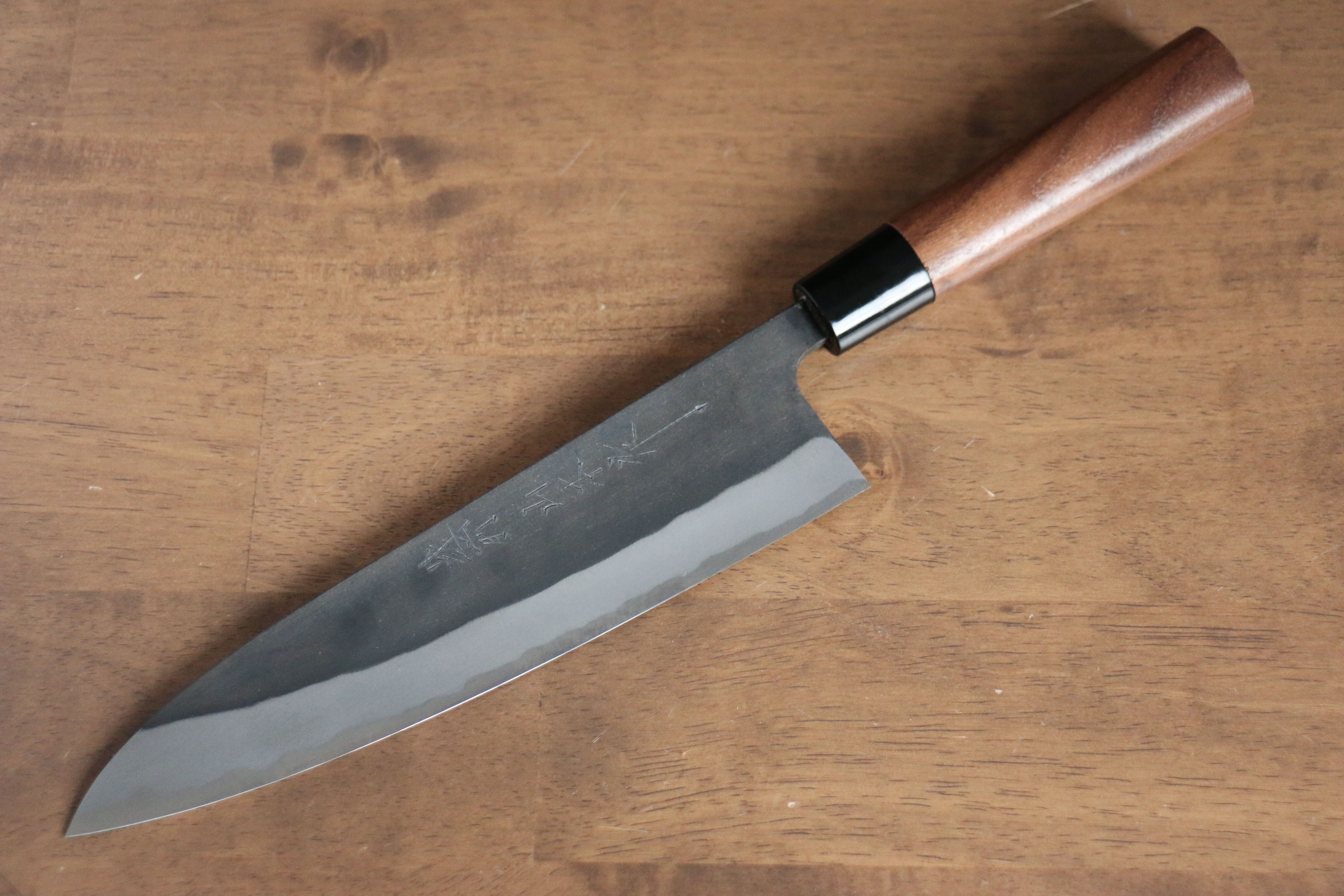 Nao Yamamoto Blue Steel Kurouchi Gyuto 210mm Walnut Handle - Japanny - Best Japanese Knife