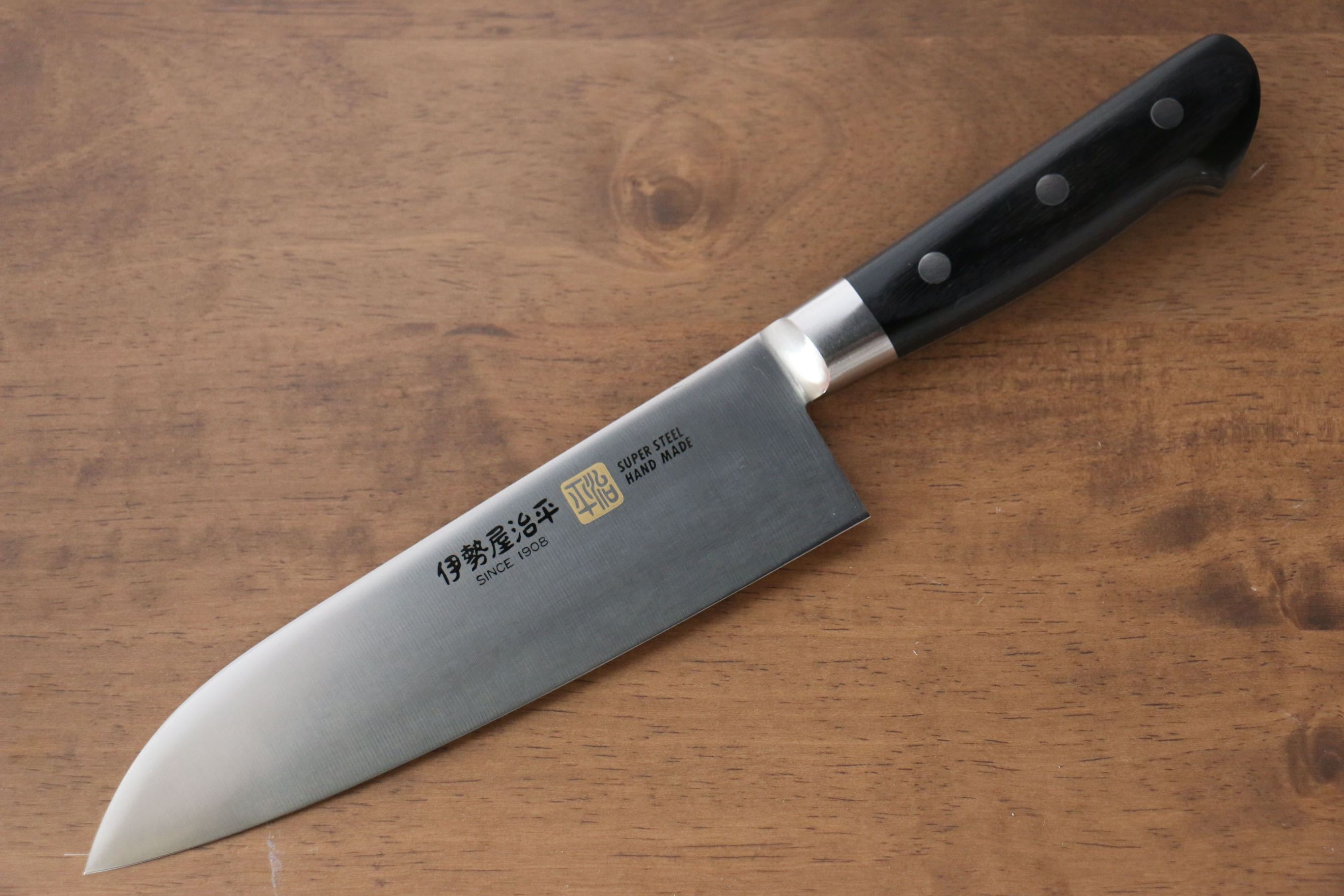 Iseya Molybdenum Santoku 180mm Black Pakka wood Handle - Japanny - Best Japanese Knife