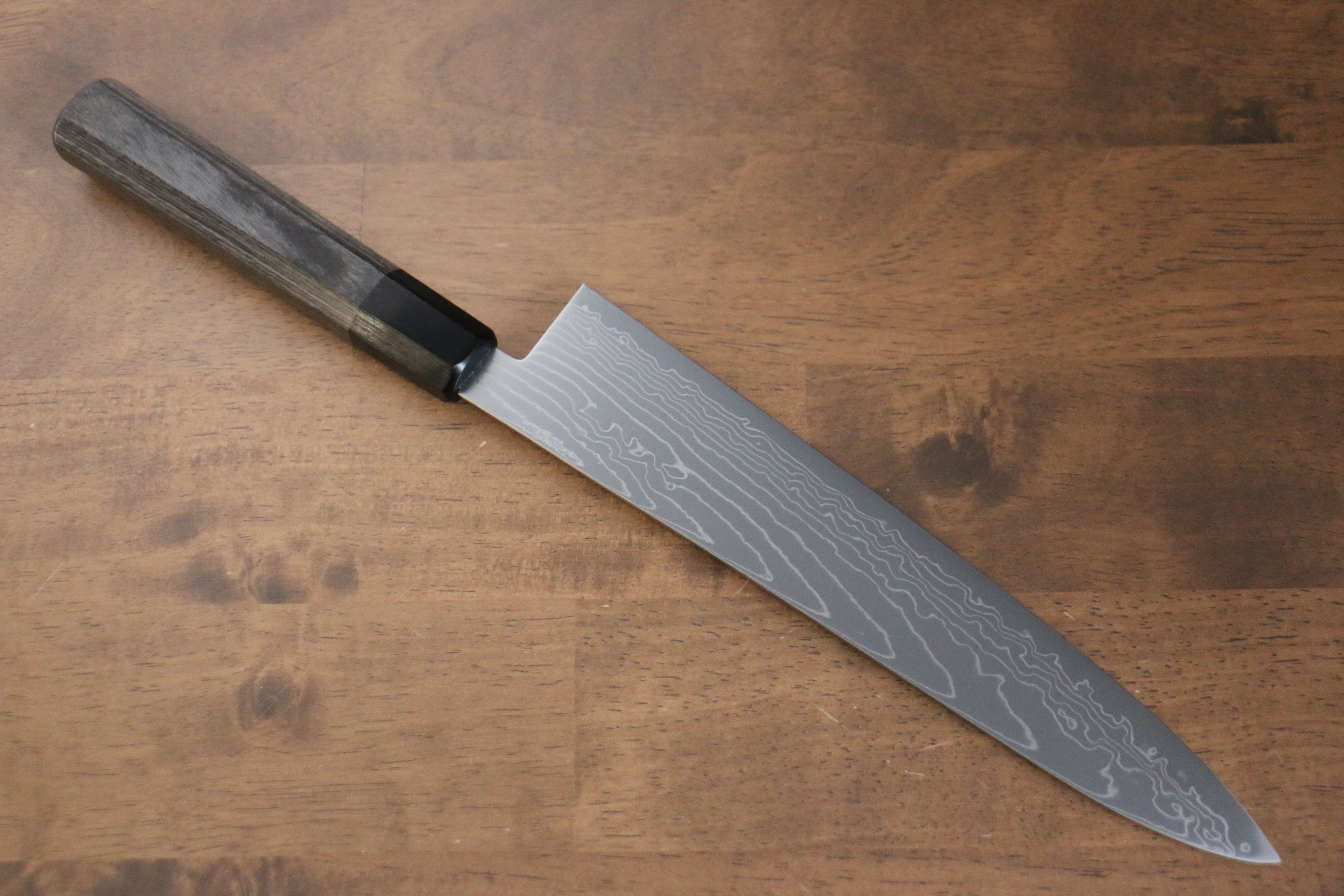 Kajin Cobalt Special Steel Damascus Gyuto 240mm Gray Pakka wood Handle - Japanny - Best Japanese Knife