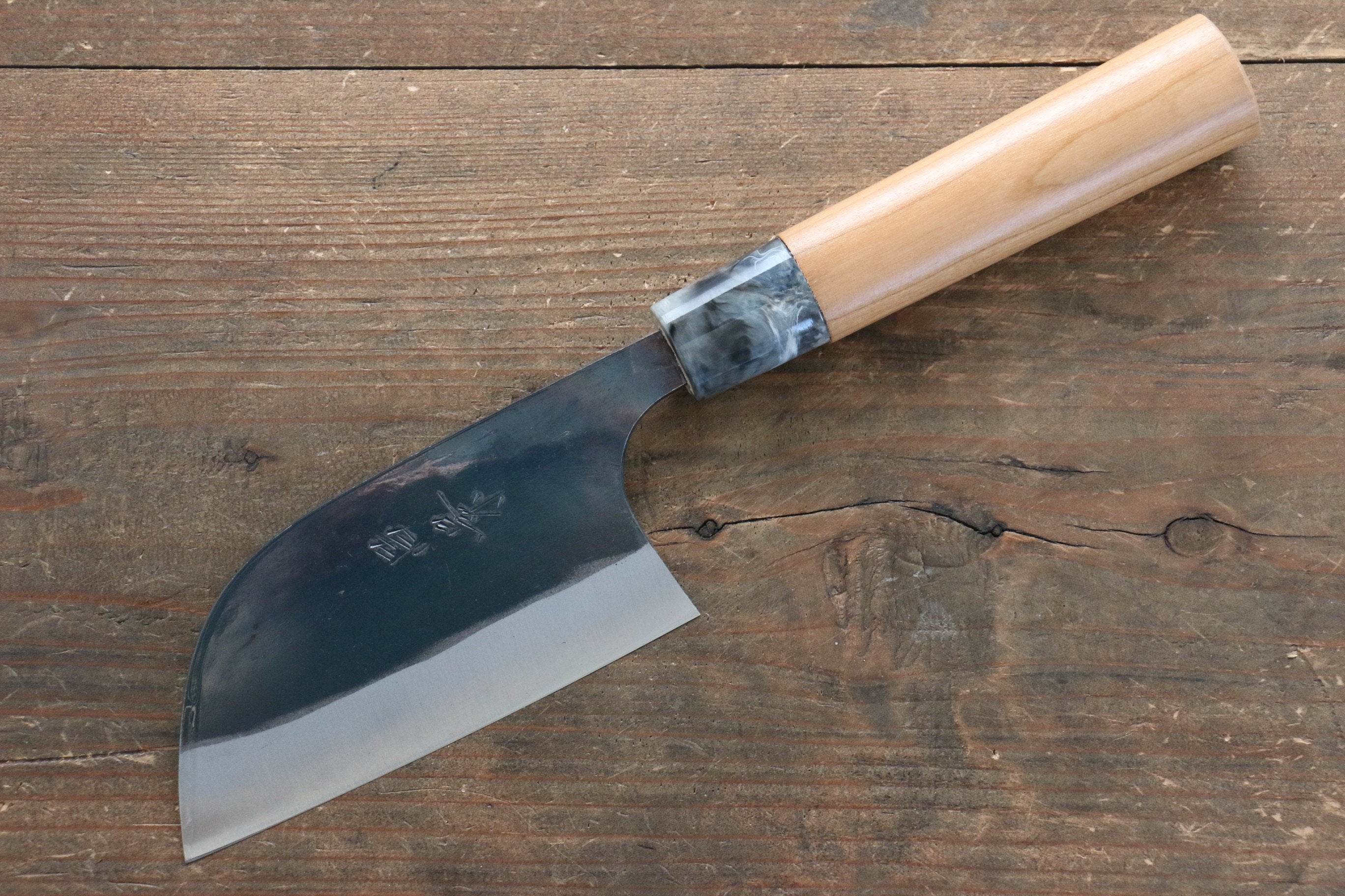 Masakage Masakage Mizu Blue Steel No.2 Black Finished Kamagata 115mm with American Cherry Handle - Japanny - Best Japanese Knife