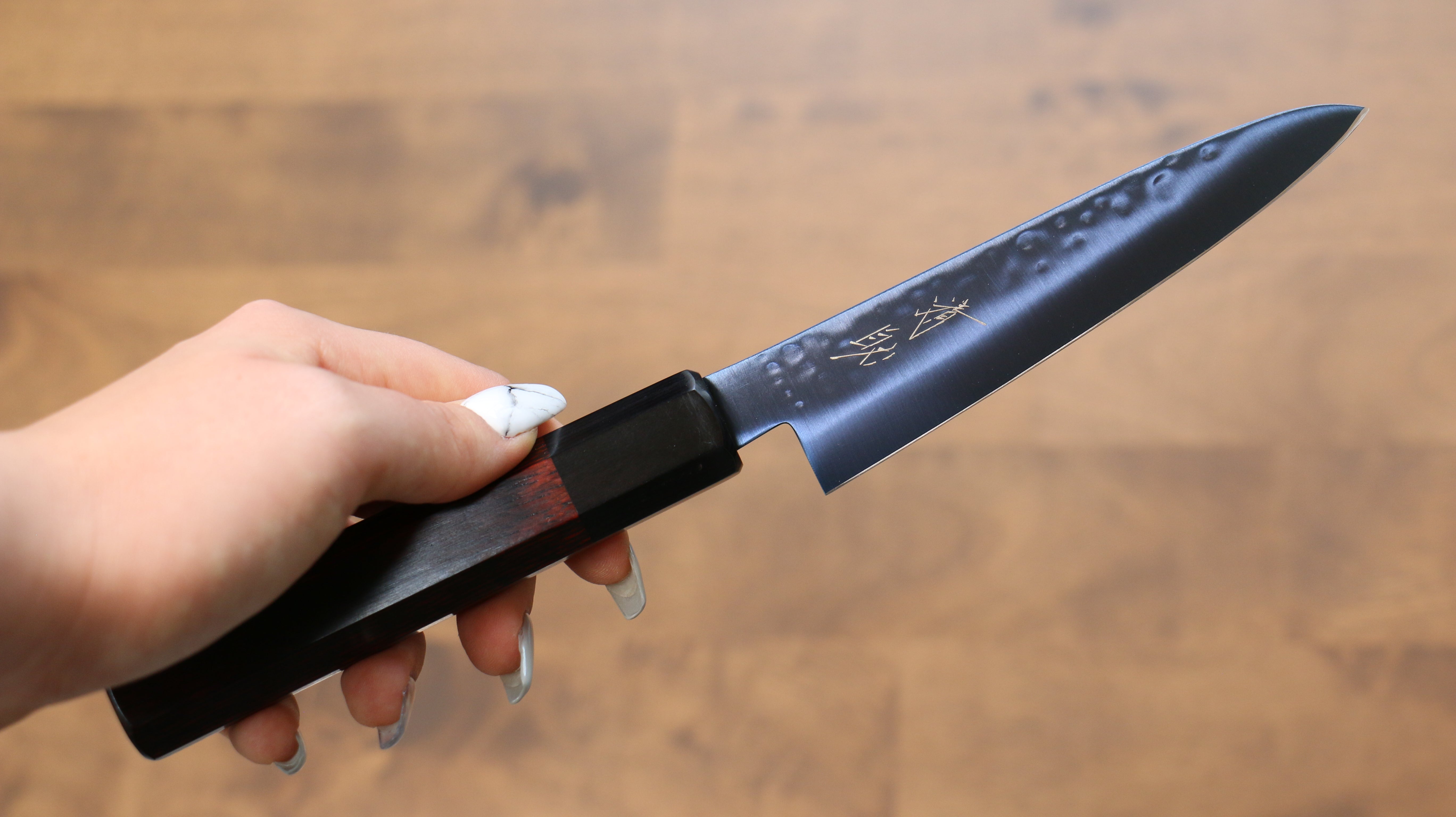 Seisuke SK-85 Ion plating Hammered Petty-Utility 120mm Red Pakka wood Handle - Japanny - Best Japanese Knife
