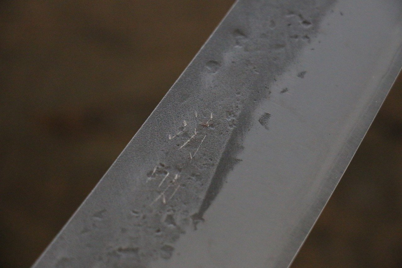 Seisuke Blue Steel No.2 Nashiji Gyuto 210mm Chestnut Handle - Japanny - Best Japanese Knife