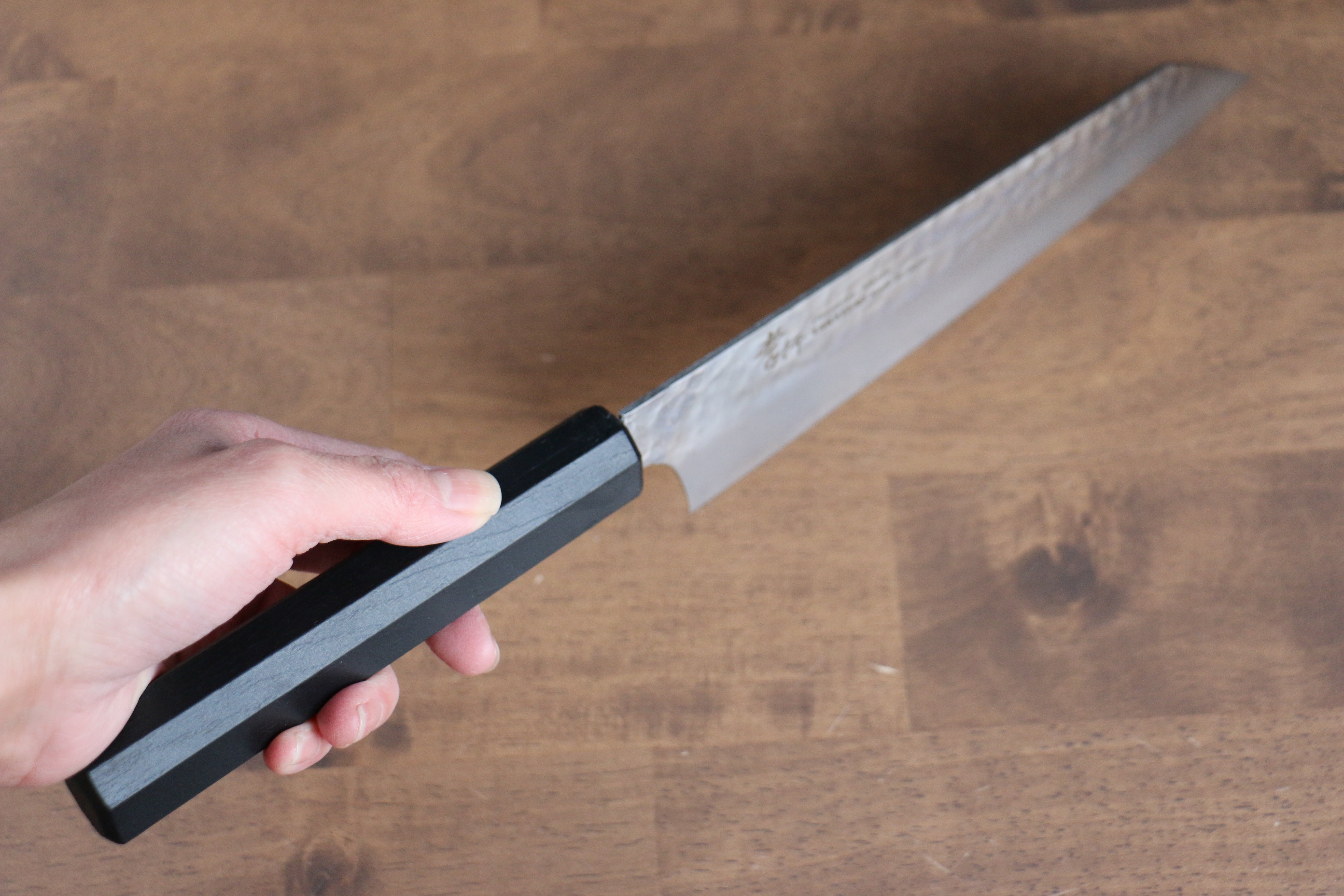 Sakai Takayuki Nanairo VG10 33 Layer Kengata Gyuto 190mm ABS resin(Black Lacquered) Handle - Japanny - Best Japanese Knife