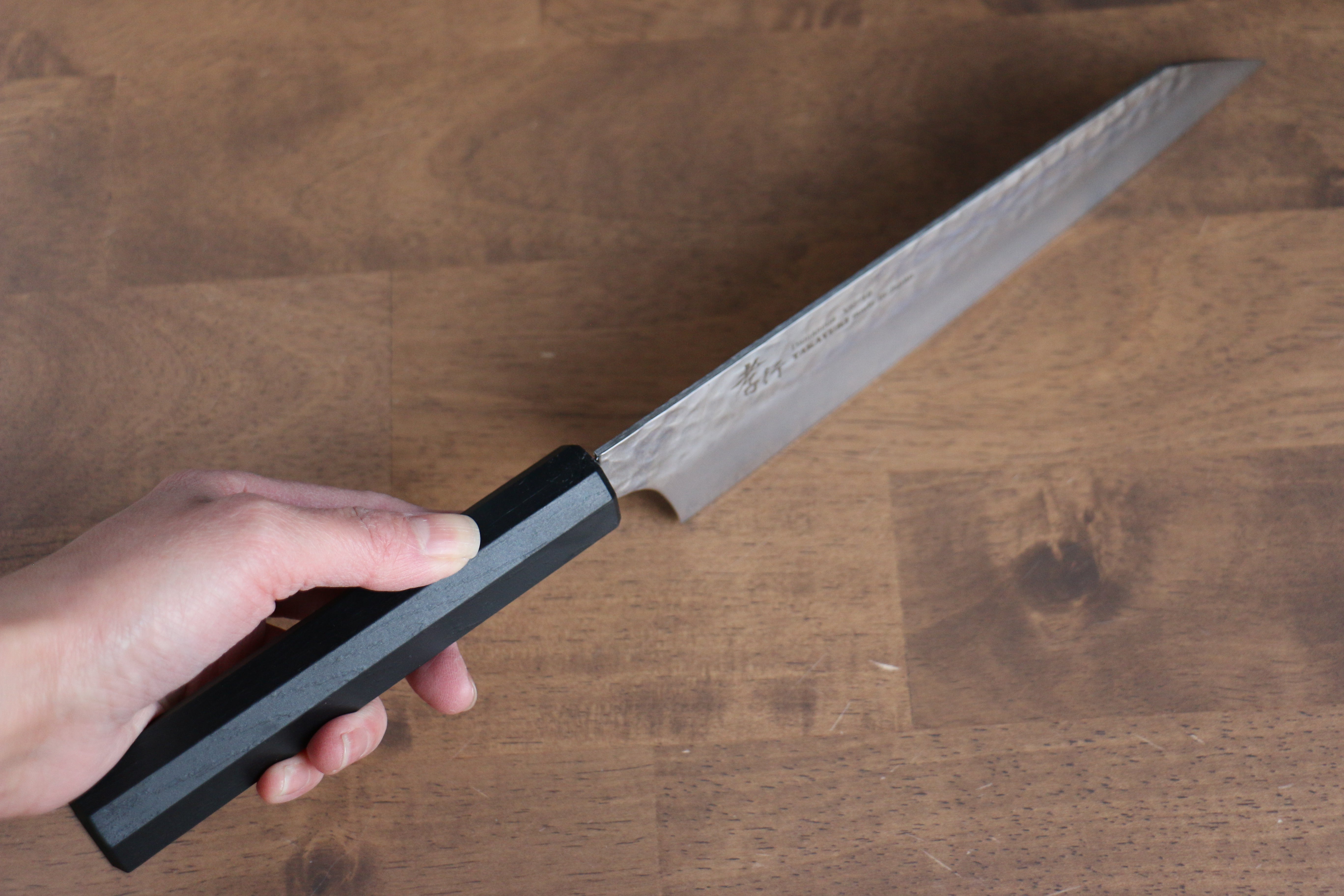 Sakai Takayuki Nanairo VG10 33 Layer Kengata Gyuto 190mm ABS resin(Black Lacquered) Handle - Japanny - Best Japanese Knife