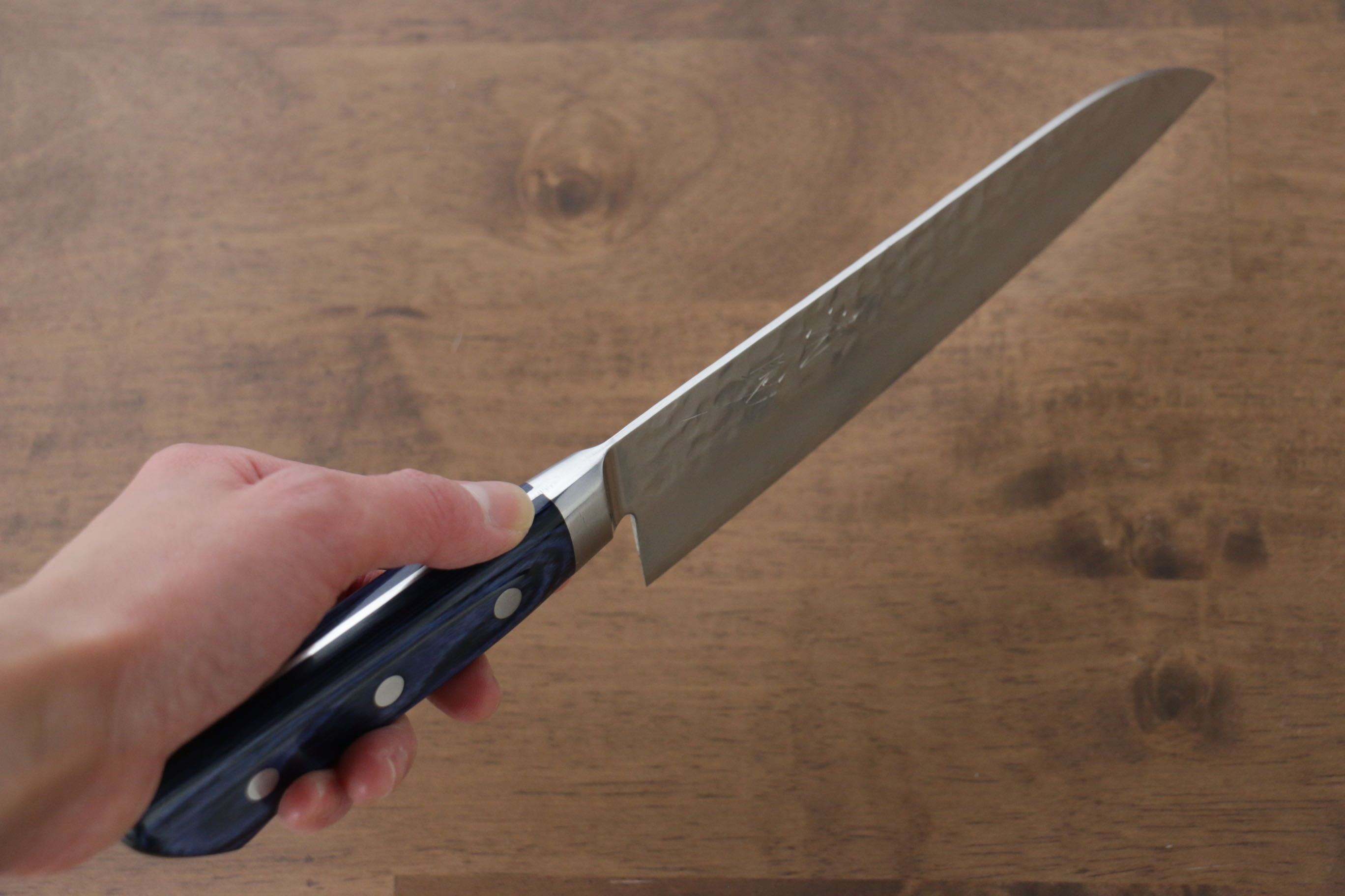 Seisuke Seiun VG10 33 Layer Damascus Santoku 180mm Blue Pakka wood Handle - Japanny - Best Japanese Knife