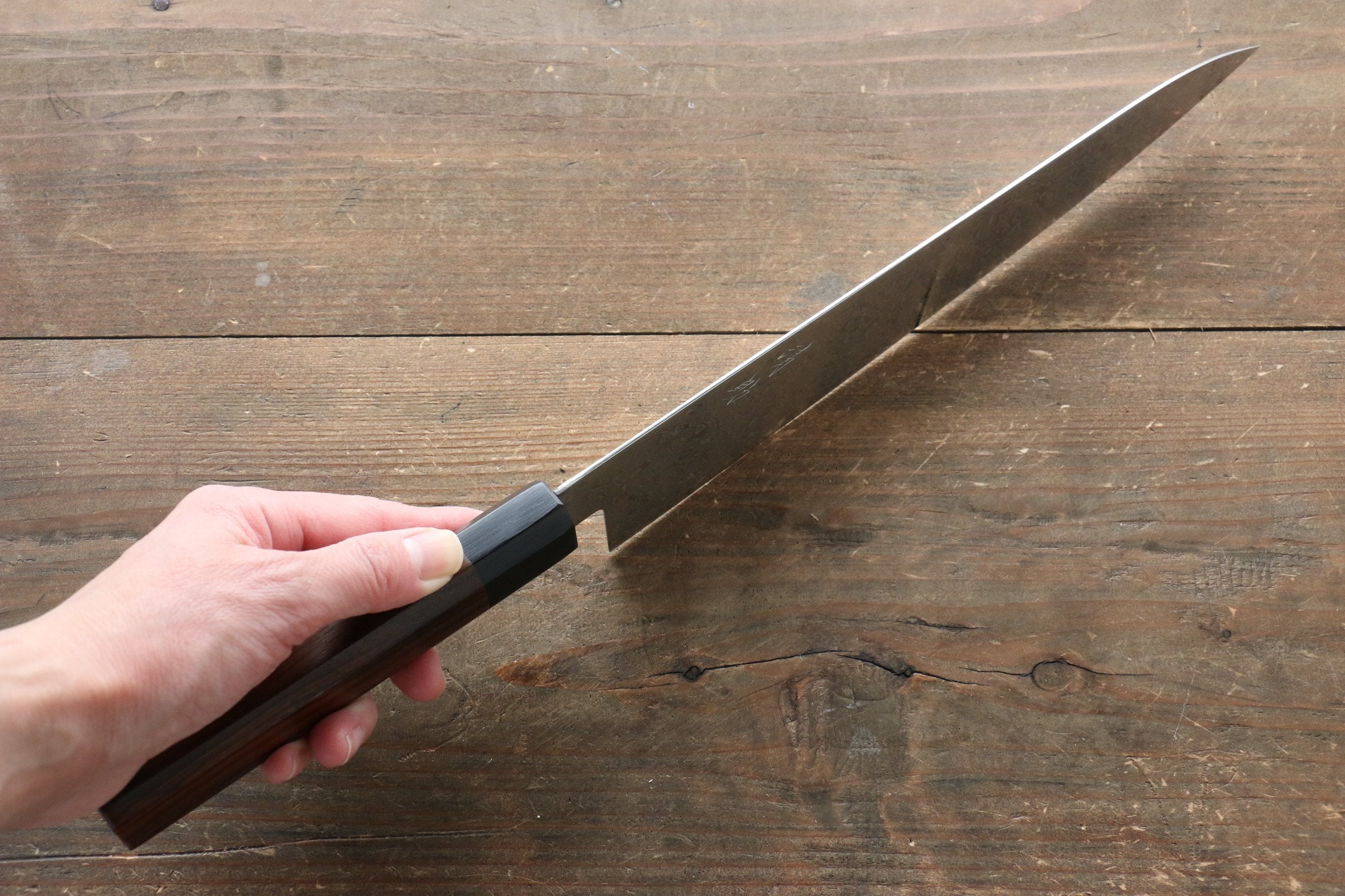 Seisuke AUS10 Damascus Gyuto 240mm Shitan Handle - Japanny - Best Japanese Knife