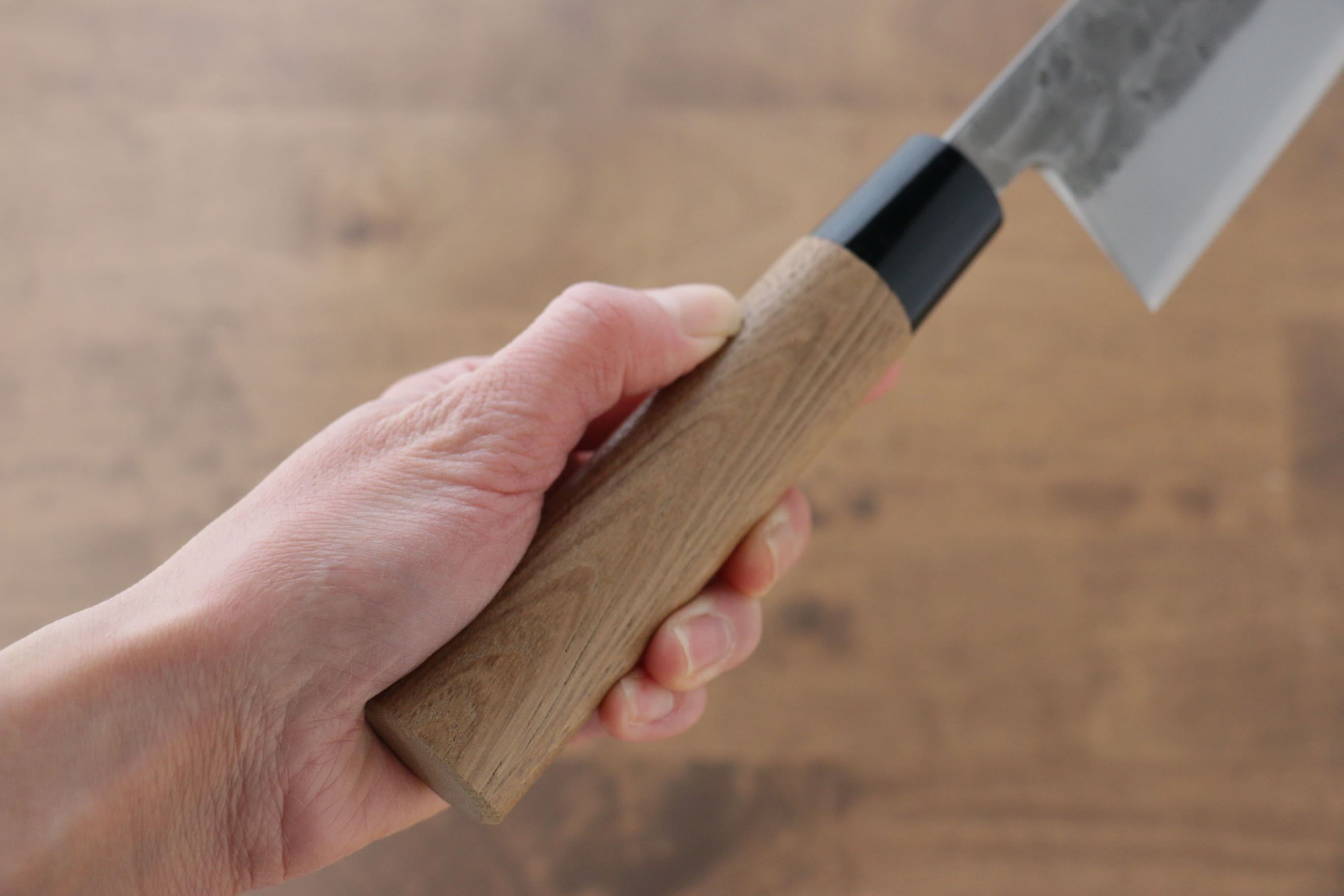 Seisuke Blue Steel No.2 Nashiji Gyuto 240mm Chestnut Handle - Japanny - Best Japanese Knife
