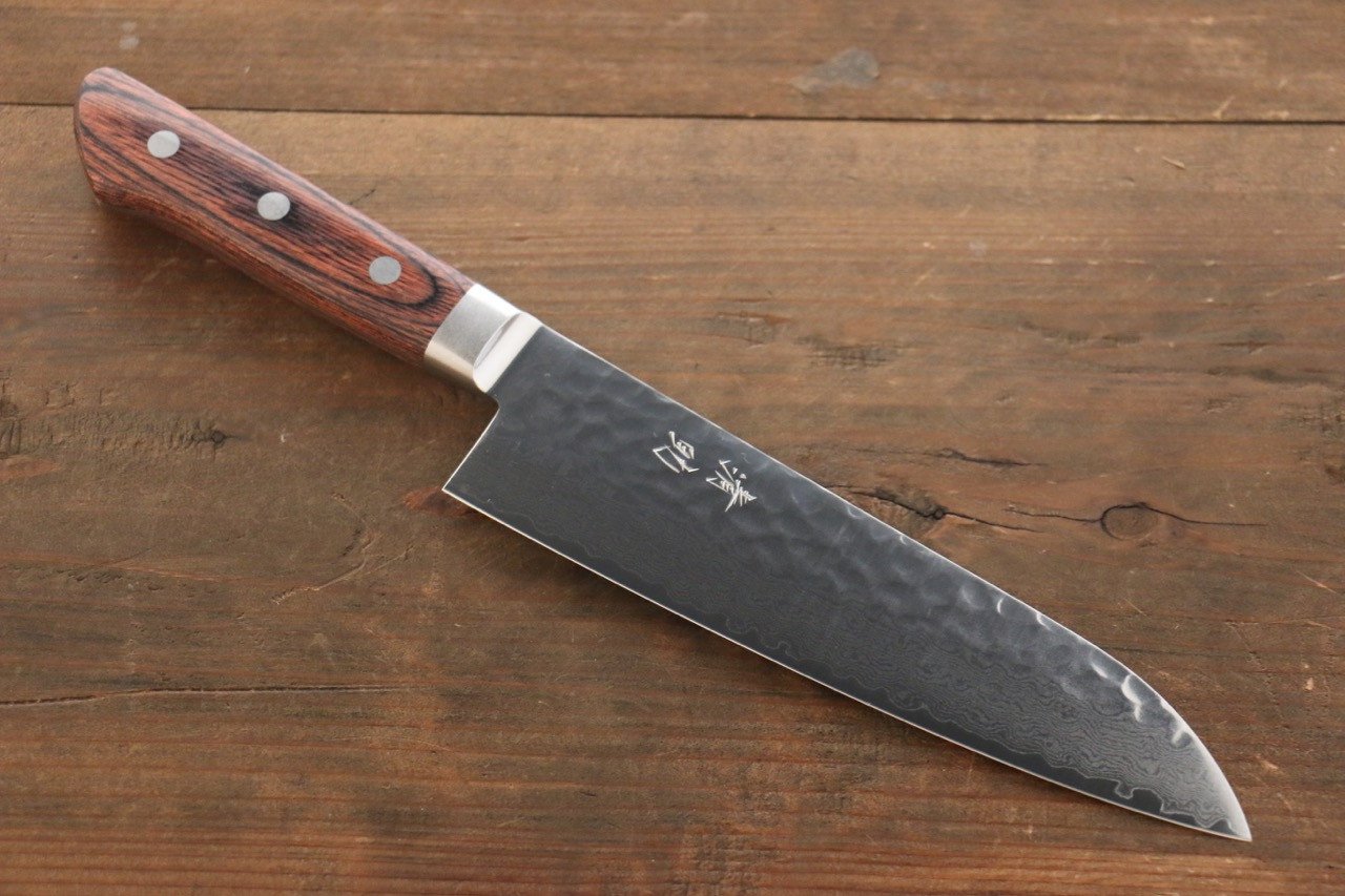 Seisuke VG10 33 Layer Damascus Santoku 180mm Mahogany Handle - Japanny - Best Japanese Knife