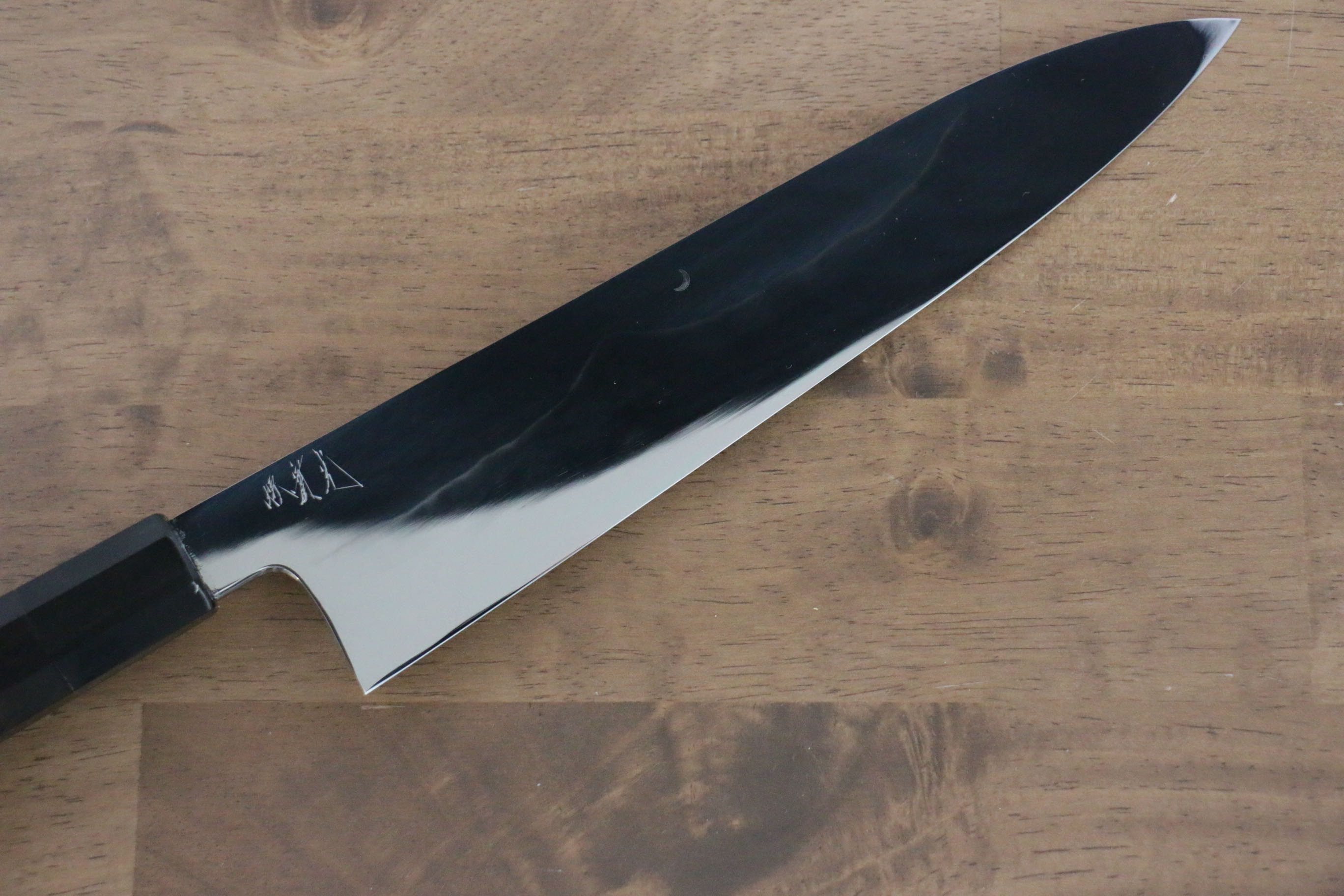 Jikko Fujisan Honyaki White Steel No.3 Mirrored Finish Gyuto 240mm Ebony Wood Handle - Japanny - Best Japanese Knife