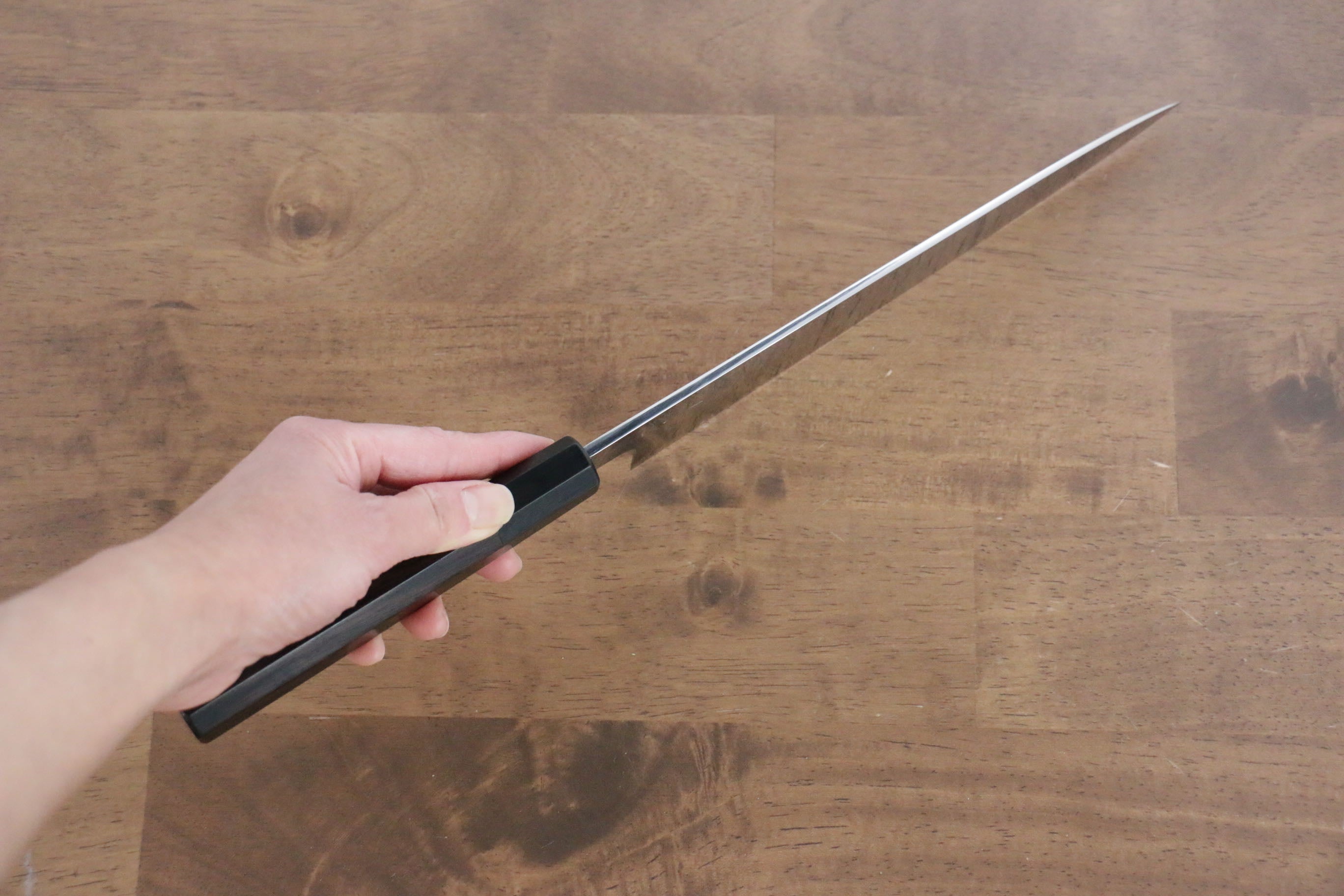 Jikko Fujisan Honyaki White Steel No.3 Mirrored Finish Gyuto 210mm Ebony Wood Handle - Japanny - Best Japanese Knife