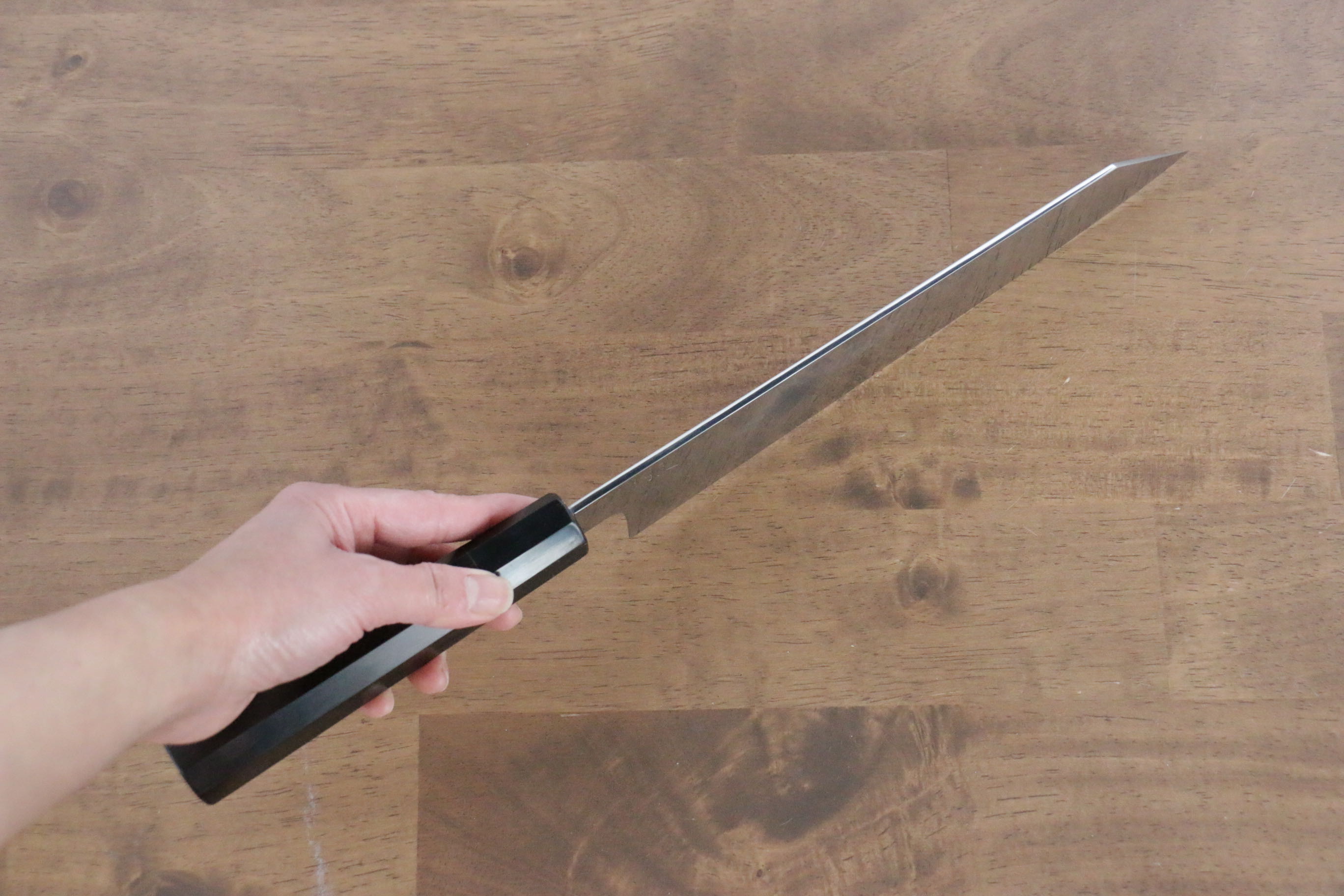 Jikko Fujisan Honyaki White Steel No.3 Mirrored Finish Kiritsuke Gyuto 240mm Ebony Wood Handle - Japanny - Best Japanese Knife