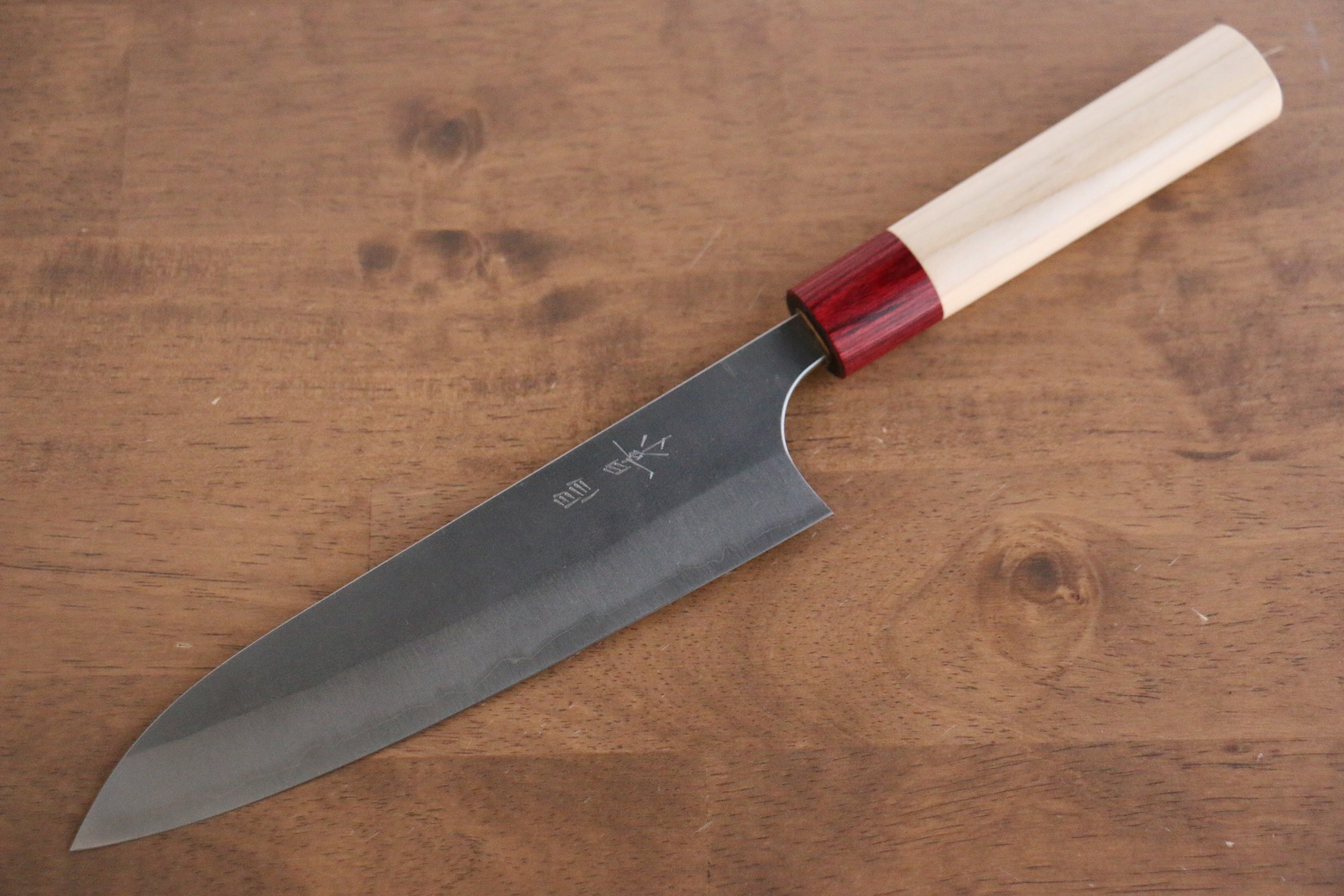 Masakage Yuki White Steel No.2 Nashiji Gyuto 180mm Magnolia Handle - Japanny - Best Japanese Knife