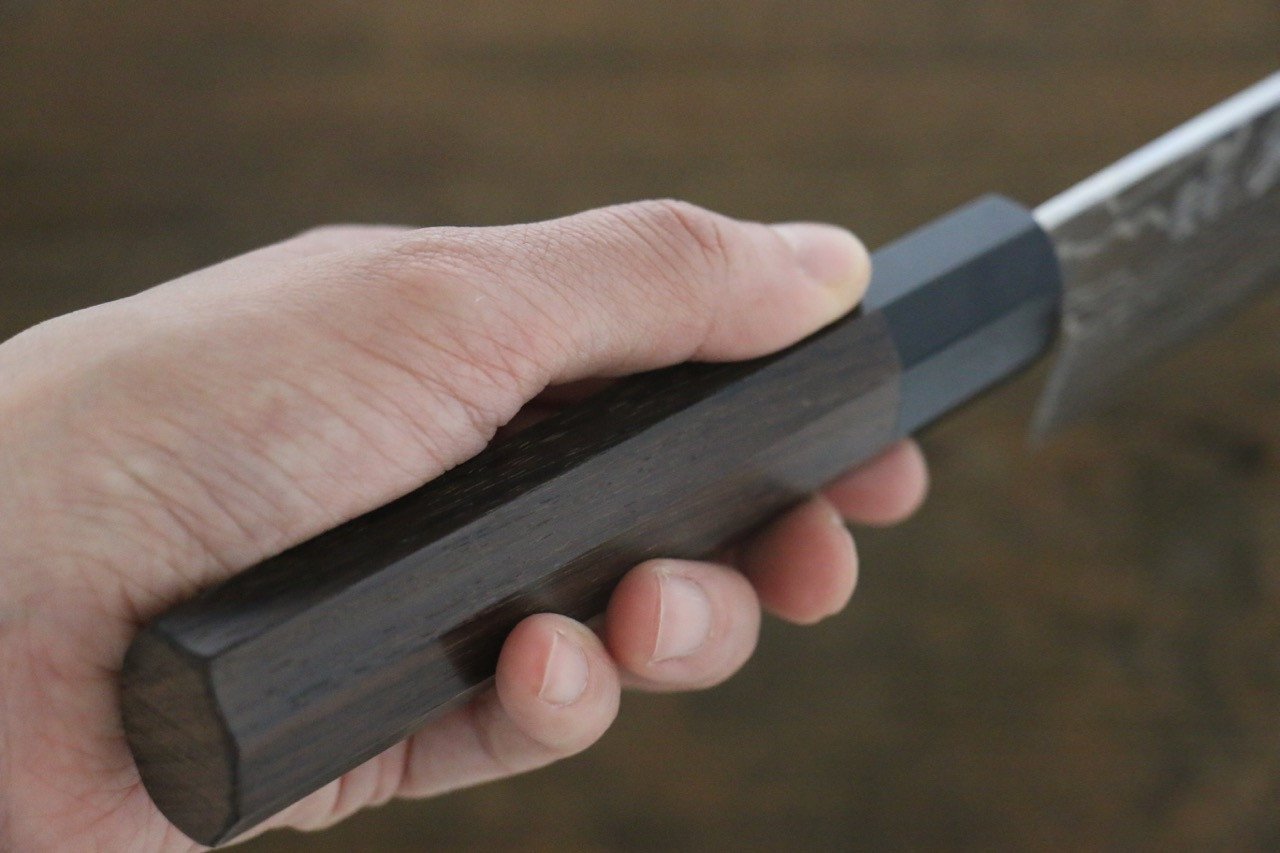 Sukenari ZDP189 Damascus Kiritsuke Gyuto 210mm Shitan Handle - Japanny - Best Japanese Knife