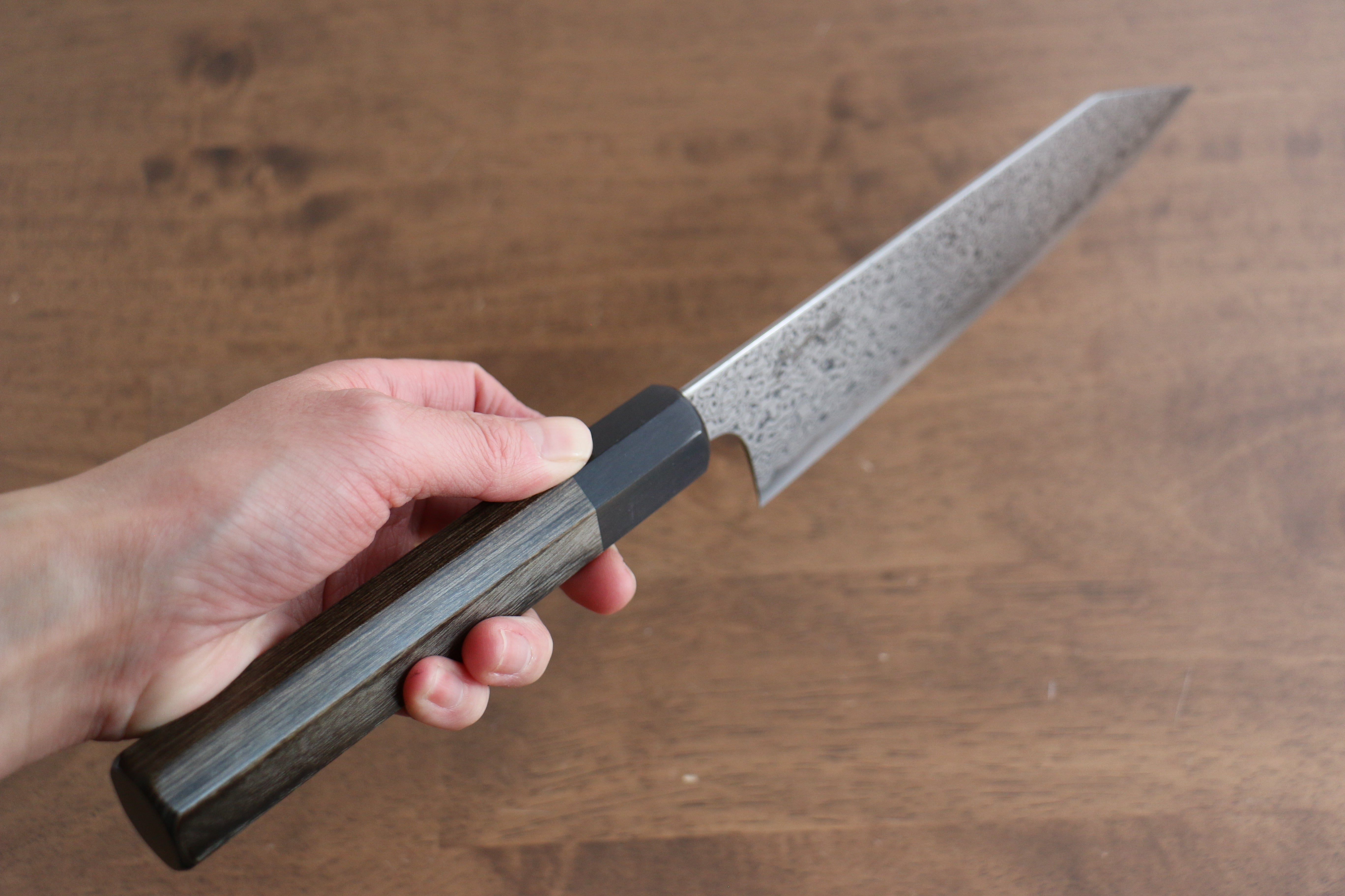 Kanjyo VG10 Damascus Kiritsuke Santoku 180mm Gray Pakka wood Handle - Japanny - Best Japanese Knife