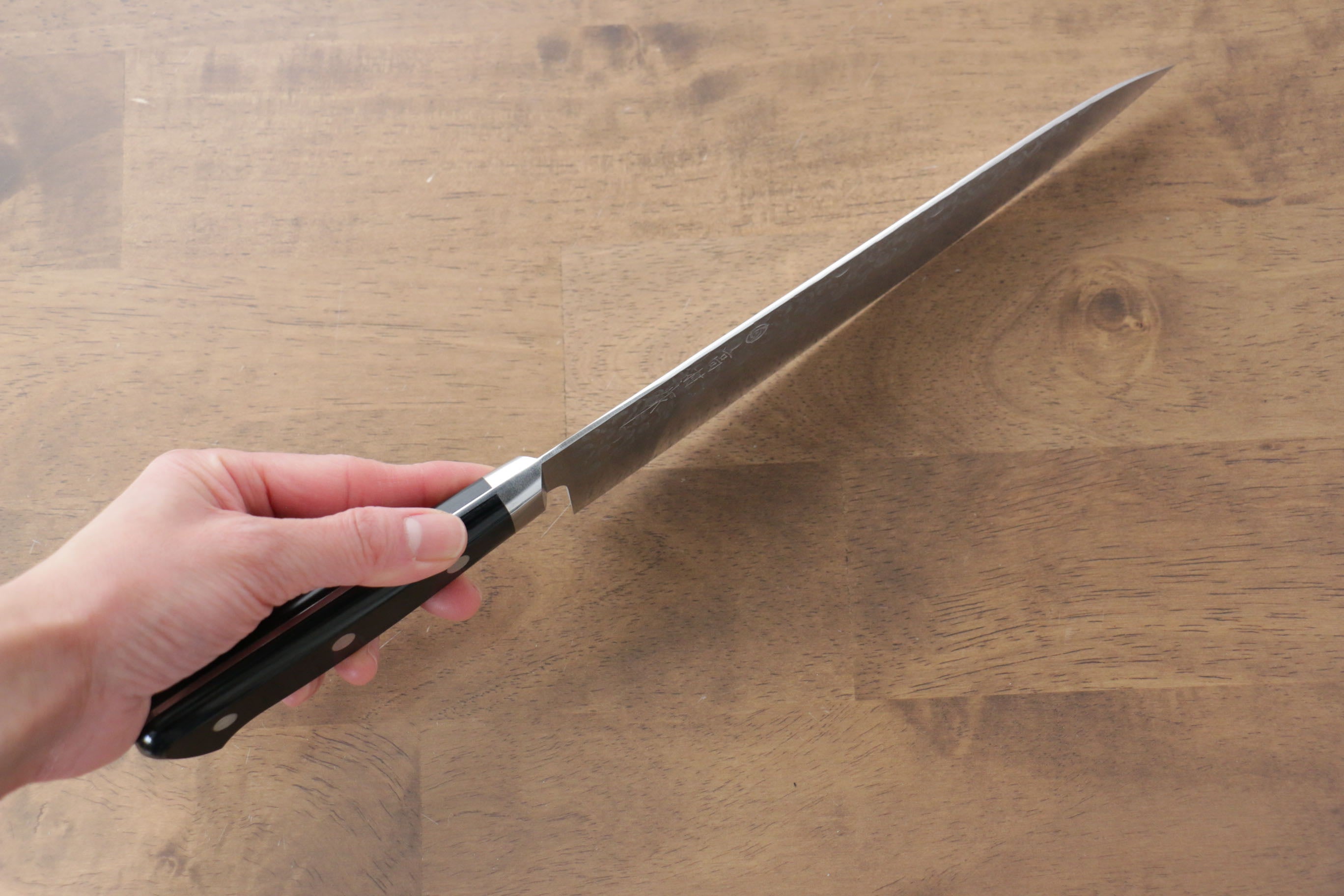 Takamura Knives VG10 Hammered Gyuto 210mm Black Pakka wood Handle - Japanny - Best Japanese Knife