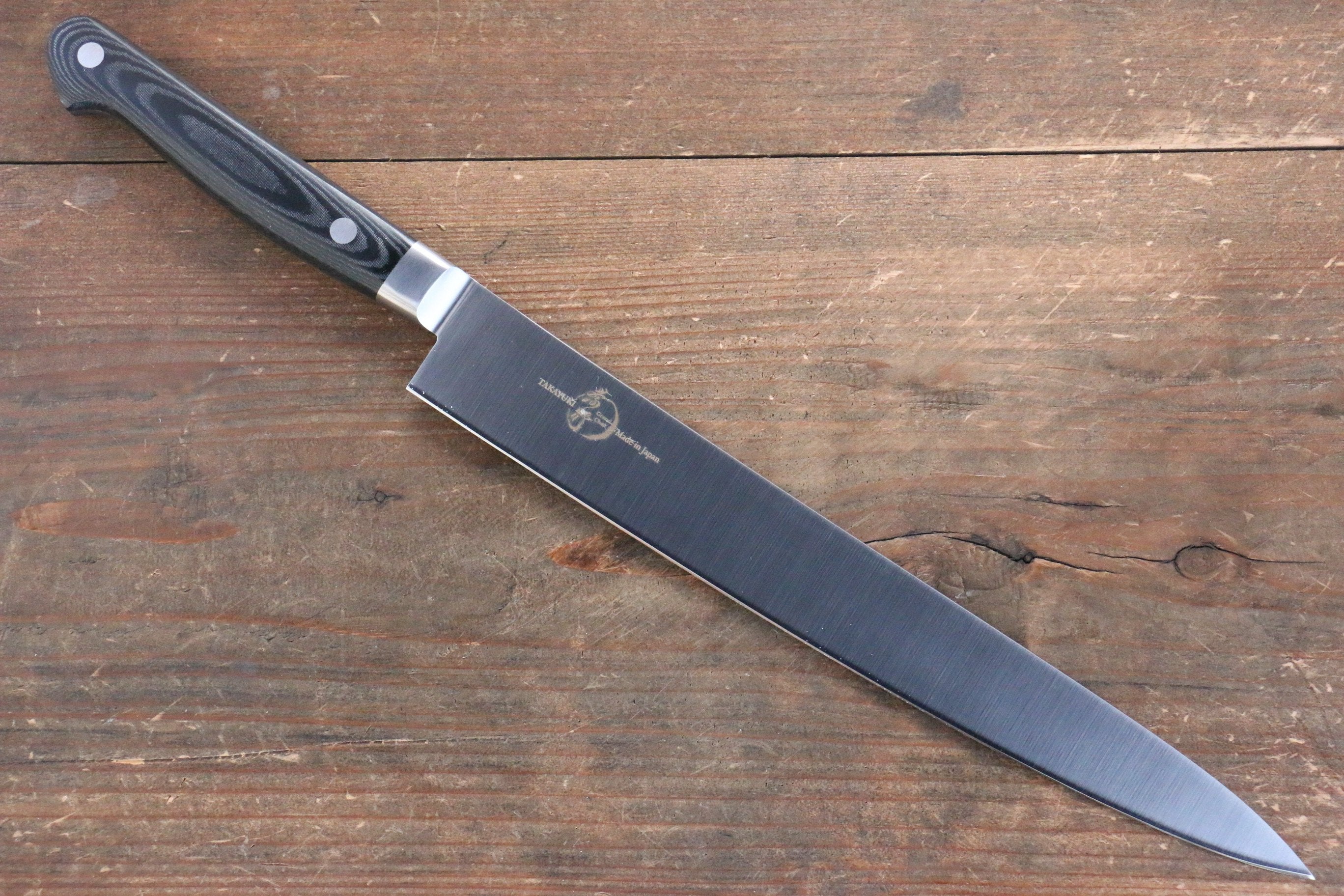 Sakai Takayuki Grand Chef Grand Chef Swedish Steel-stn Sujihiki 240mm Black Micarta Handle - Japanny - Best Japanese Knife