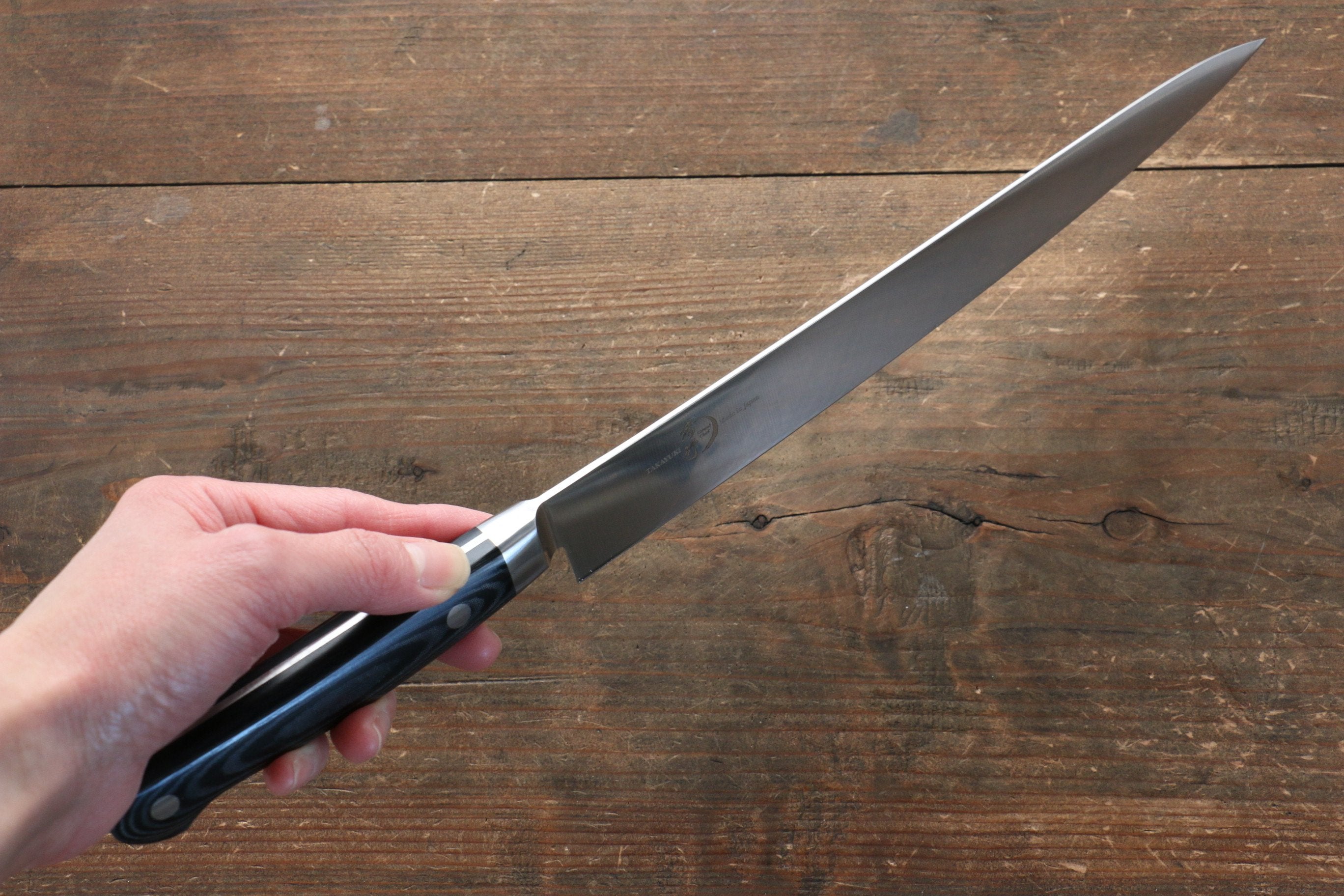 Sakai Takayuki Grand Chef Grand Chef Swedish Steel-stn Sujihiki 240mm Black Micarta Handle - Japanny - Best Japanese Knife