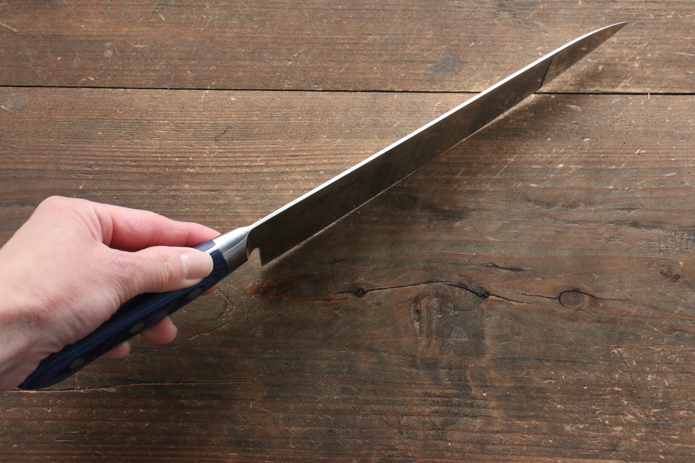 Seisuke Seiten Molybdenum Gyuto 210mm Blue Pakka wood Handle with Sheath - Japanny - Best Japanese Knife