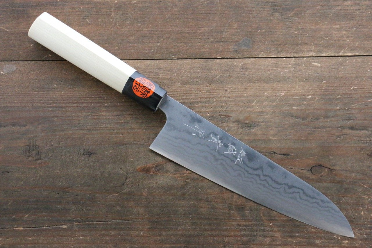 Shigeki Tanaka Blue Steel No.2 17 Layer Damascus Japanese Chef's Gyuto Knife 180mm with Magnolia Handle (ferrule: Water Buffalo) - Japanny - Best Japanese Knife