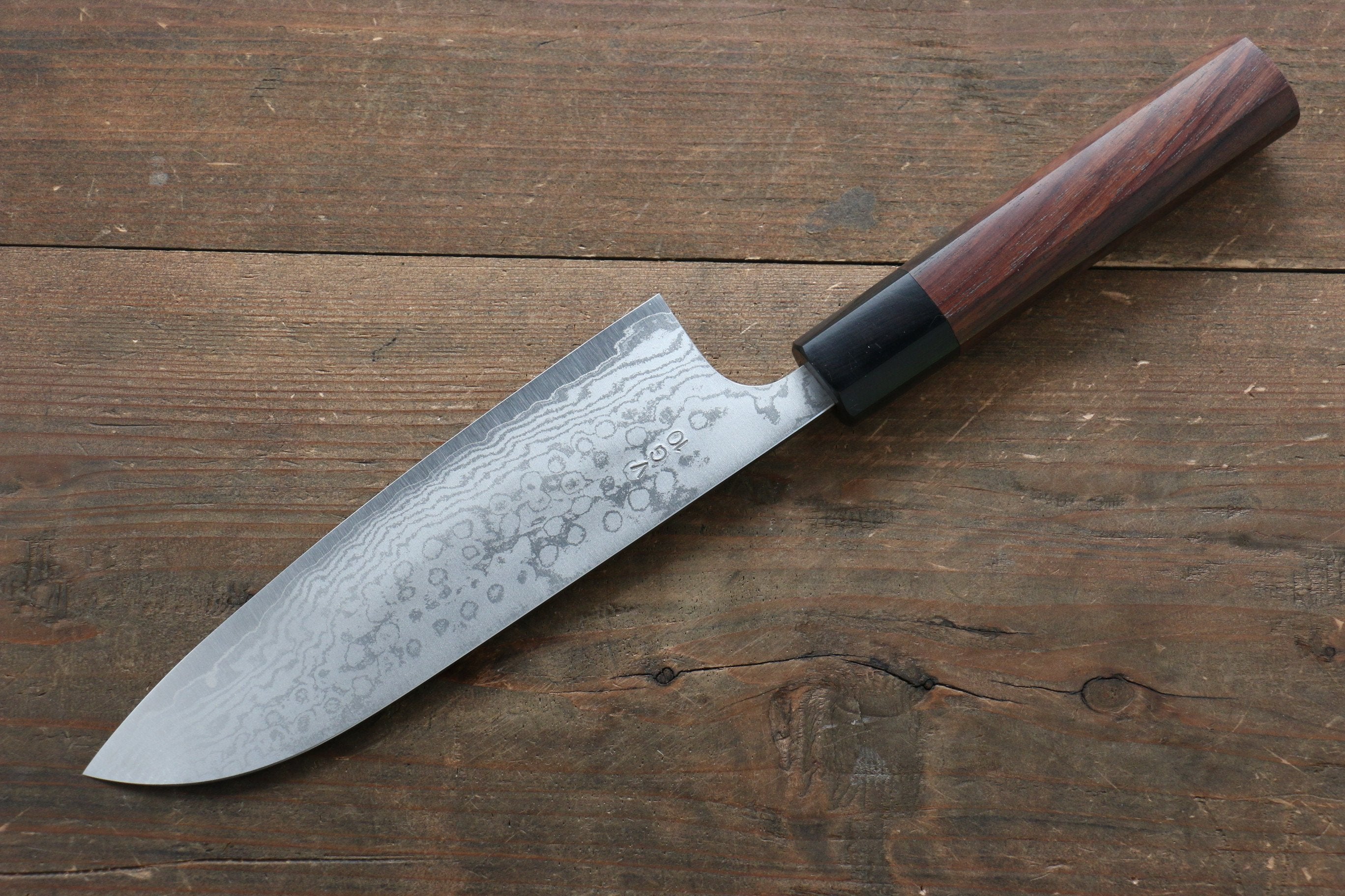 Nao Yamamoto VG10 Damascus Santoku 170mm Shitan Handle - Japanny - Best Japanese Knife