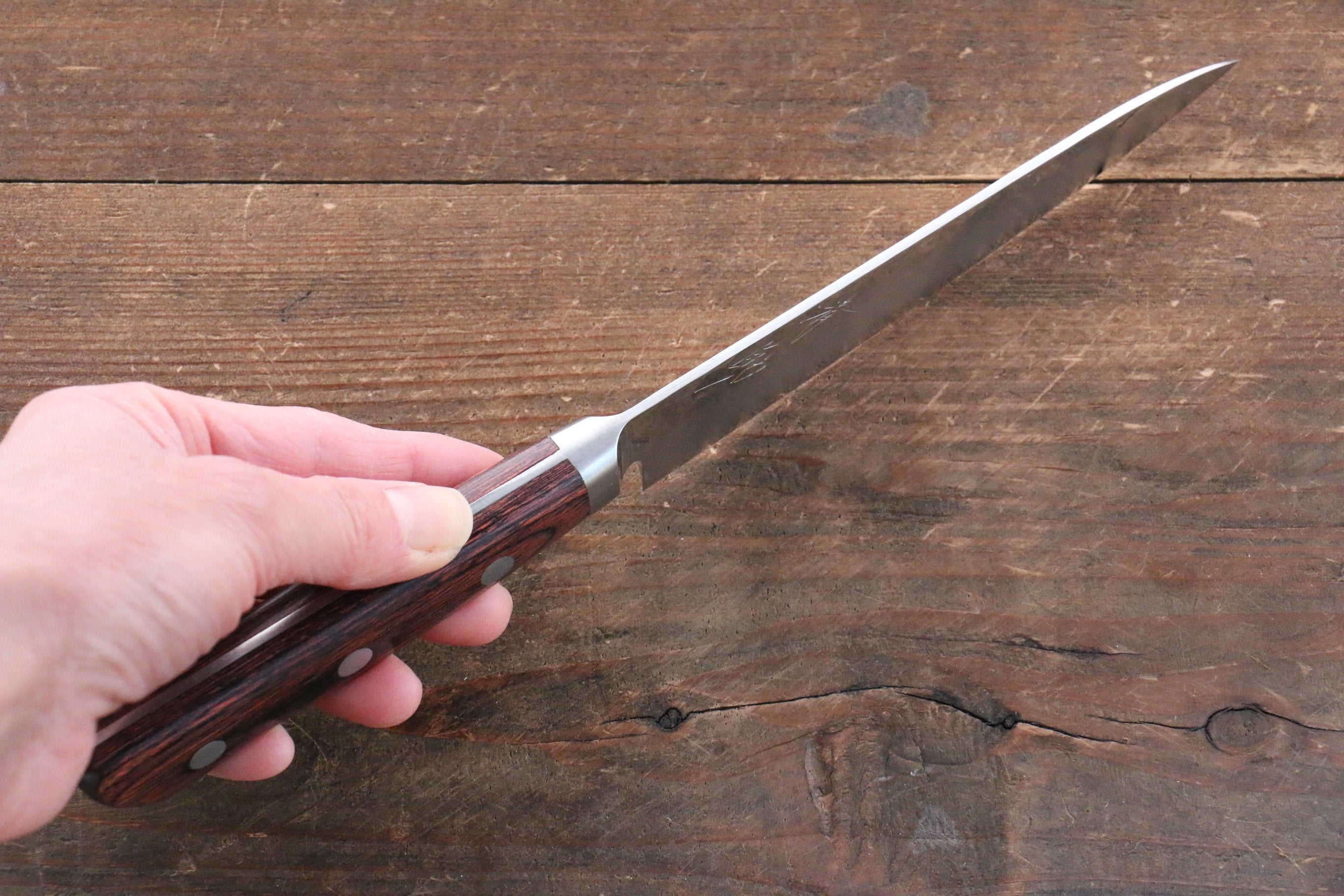 Seisuke VG10 33 Layer Damascus Petty-Utility 135mm Mahogany Handle with Sheath - Japanny - Best Japanese Knife