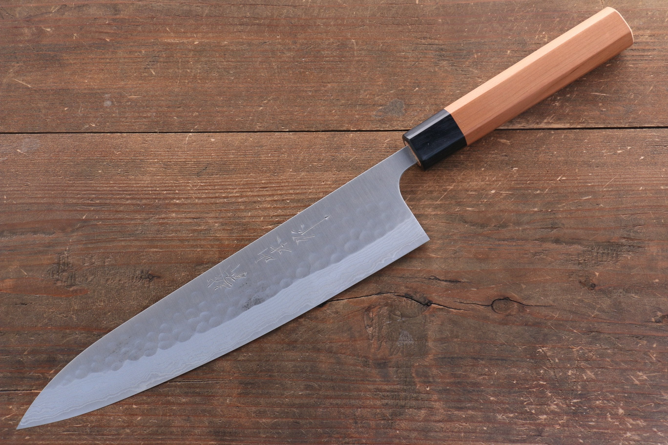 Nao Yamamoto SRS13 Black Damascus Gyuto 210mm Cherry Blossoms Handle - Japanny - Best Japanese Knife