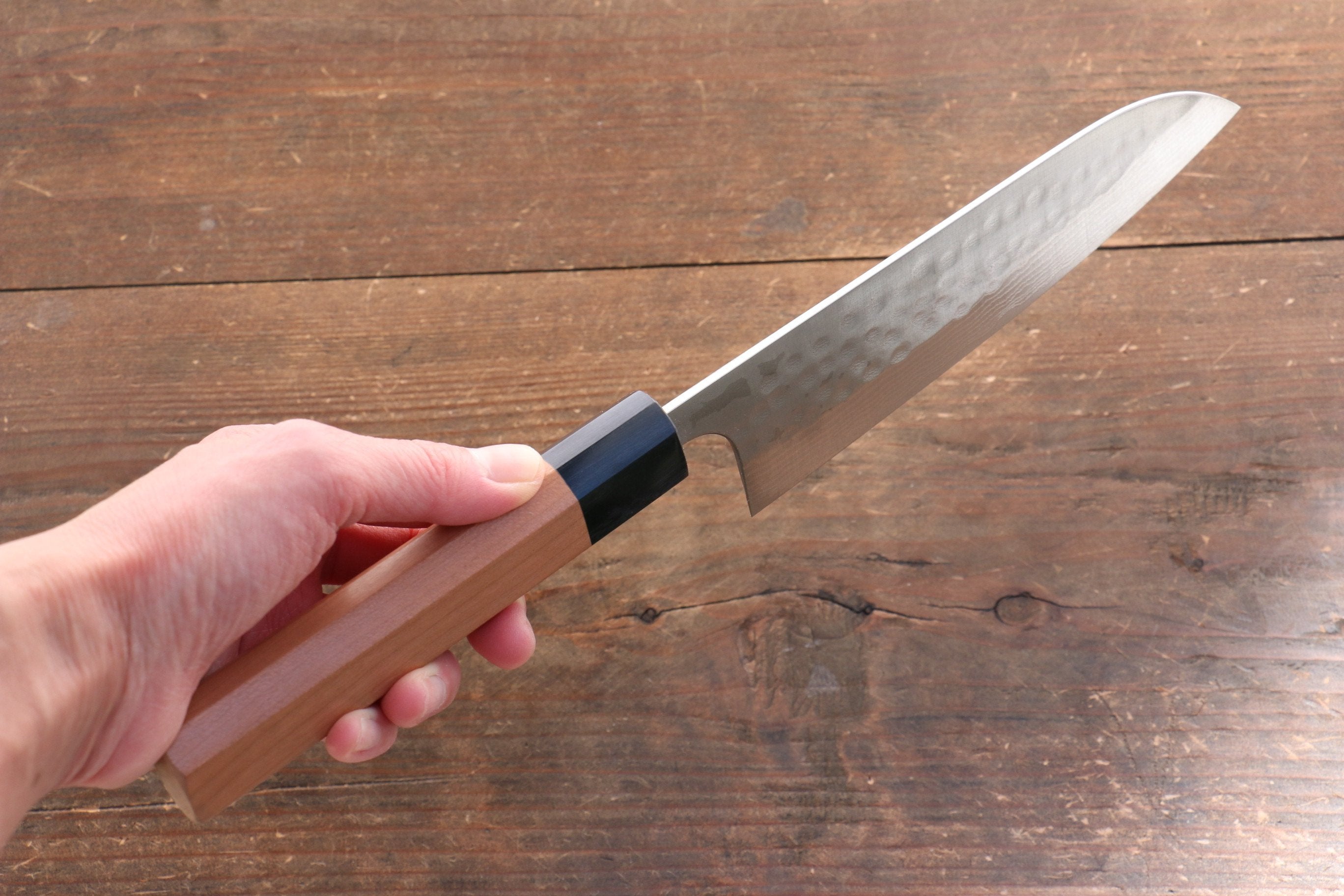 Nao Yamamoto SRS13 Black Damascus Santoku 165mm Cherry Blossoms Handle - Japanny - Best Japanese Knife