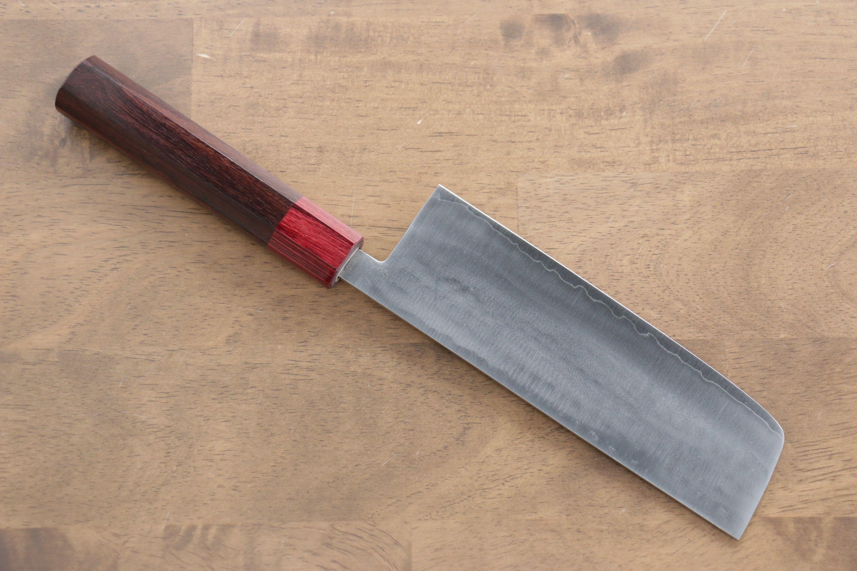 Kunihira VG1 Hammered Nakiri 165mm Shitan (ferrule: Red Pakka wood) Handle - Japanny - Best Japanese Knife