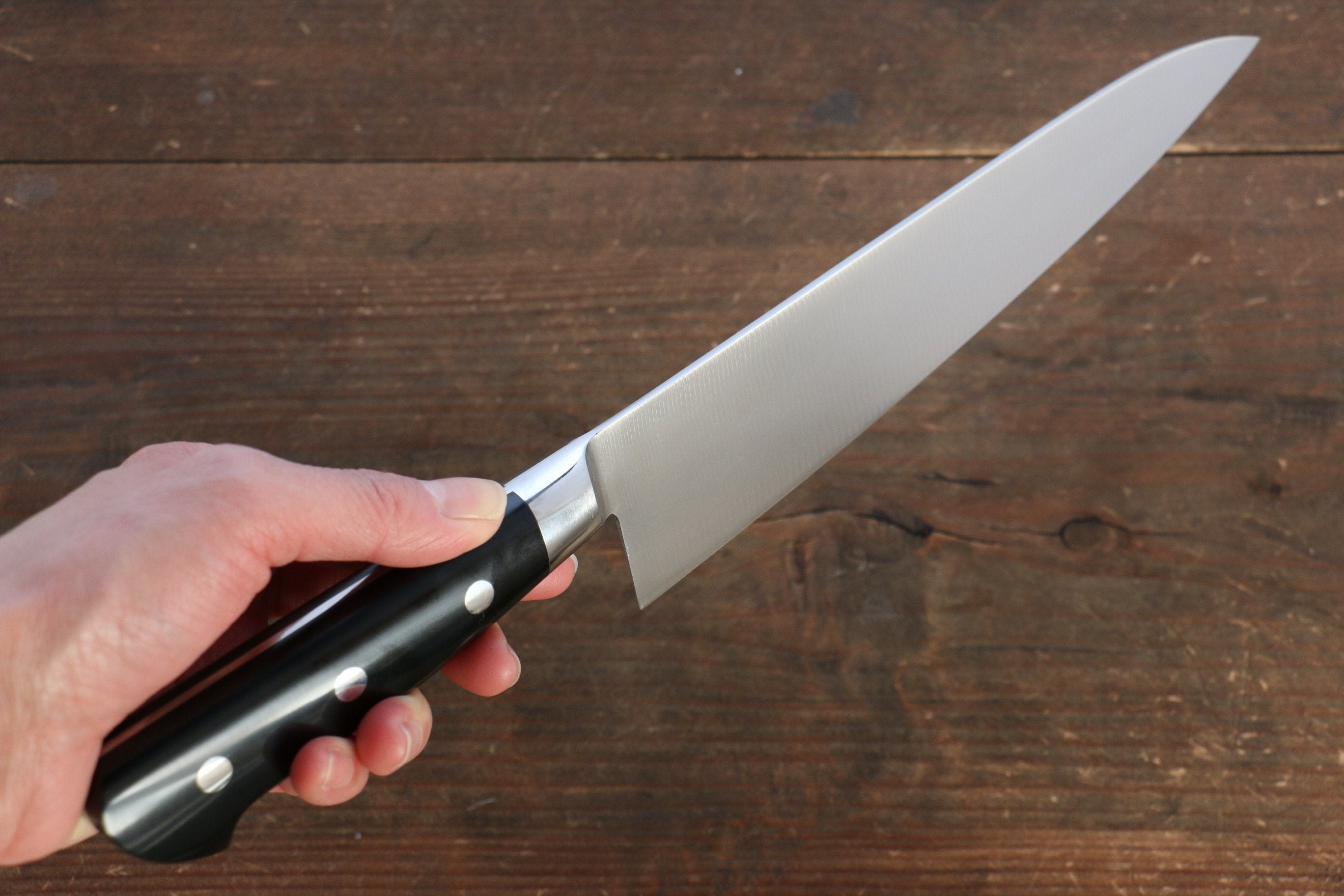 Iseya Molybdenum Steel Petty Knife 150mm & Gyuto Knife 210mmwith Black Micarta handle Set (Ferrel : Stainless Steel) - Japanny - Best Japanese Knife