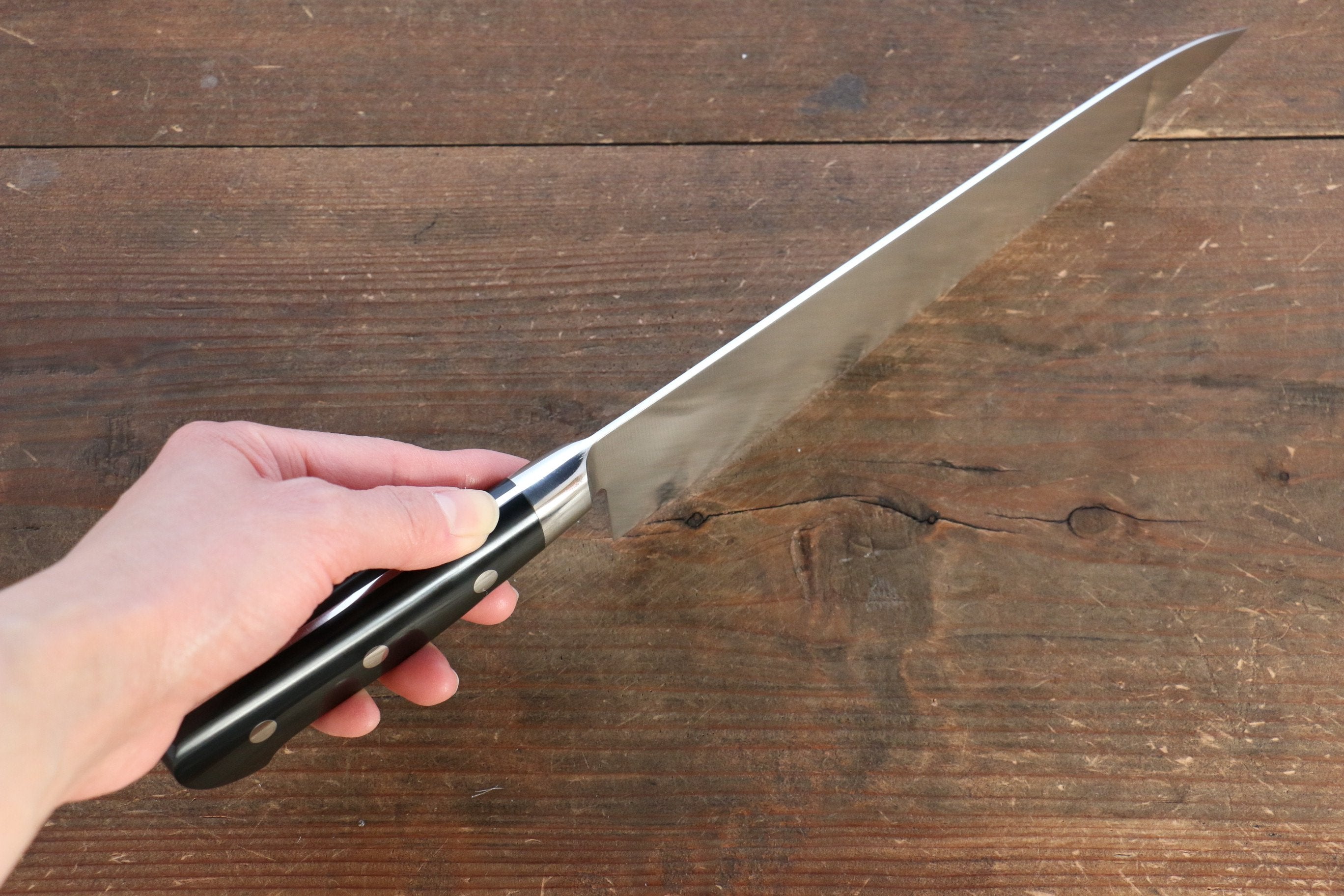 Iseya Molybdenum Steel Petty Knife 150mm & Gyuto Knife 210mmwith Black Micarta handle Set (Ferrel : Stainless Steel) - Japanny - Best Japanese Knife