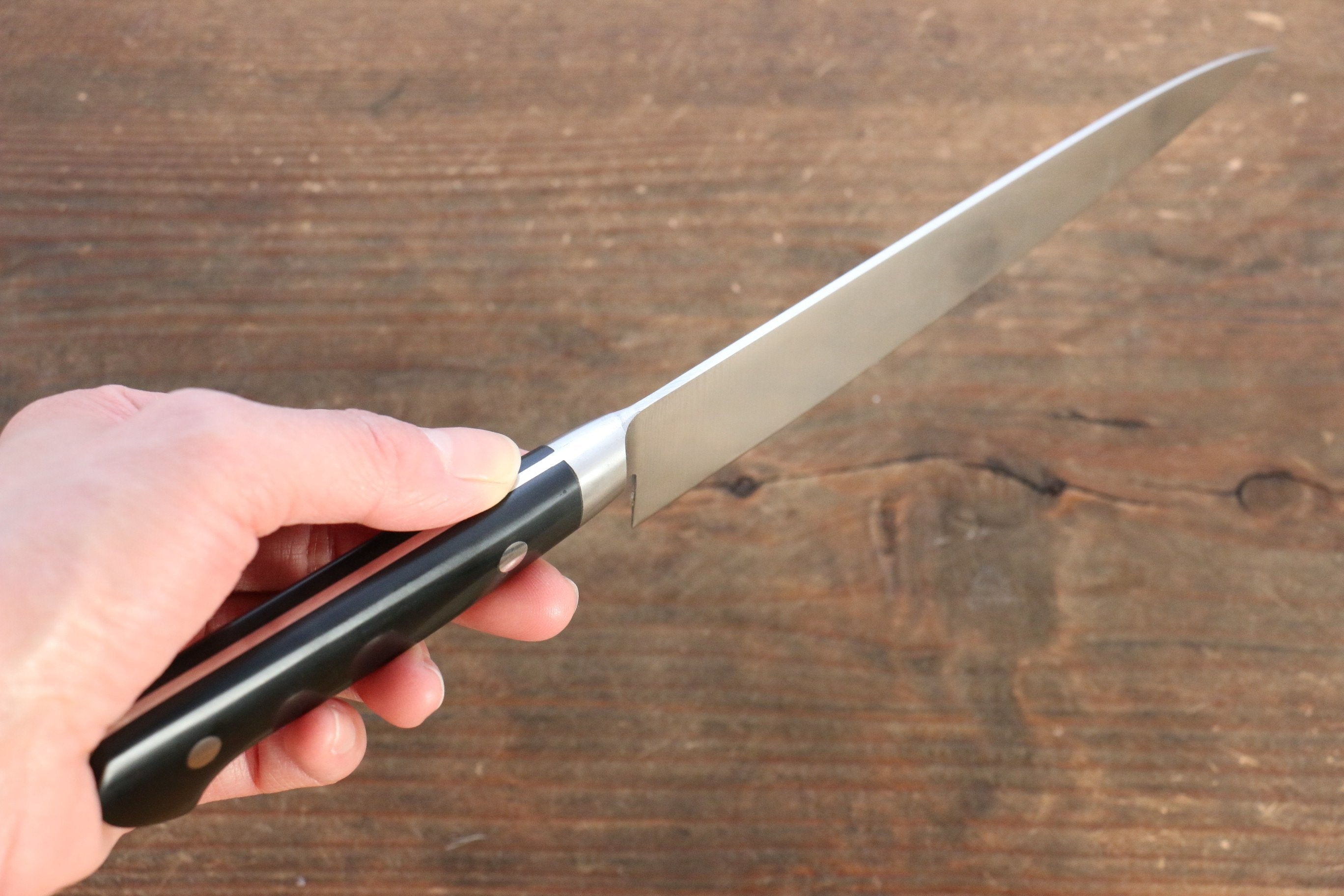 Iseya Molybdenum Steel Petty Knife 150mm & Gyuto Knife 210mmwith Black Micarta handle Set (Ferrel : Stainless Steel) - Japanny - Best Japanese Knife