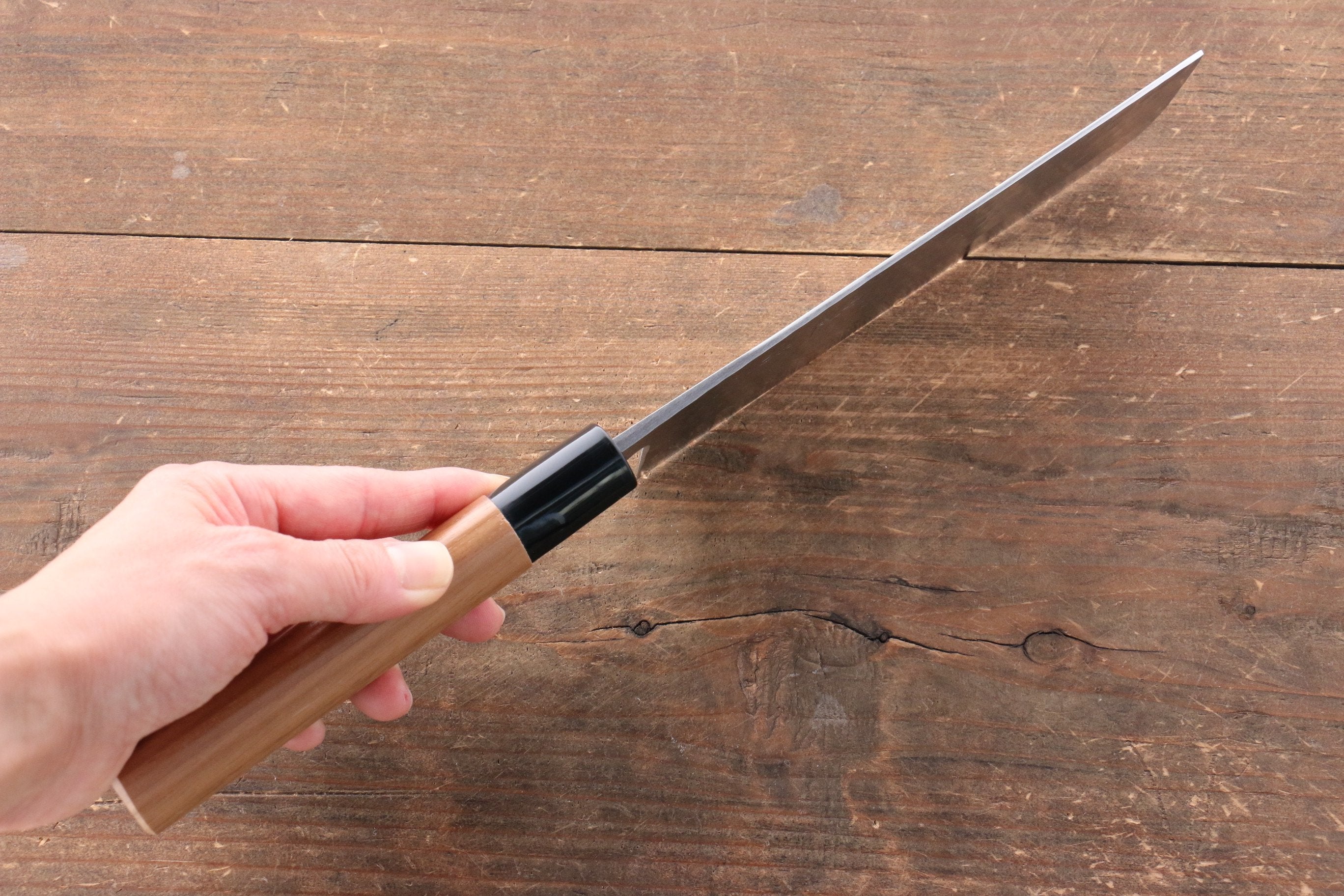 Kunihira Tanryu VG1 Damascus Nakiri 165mm Walnut Handle - Japanny - Best Japanese Knife