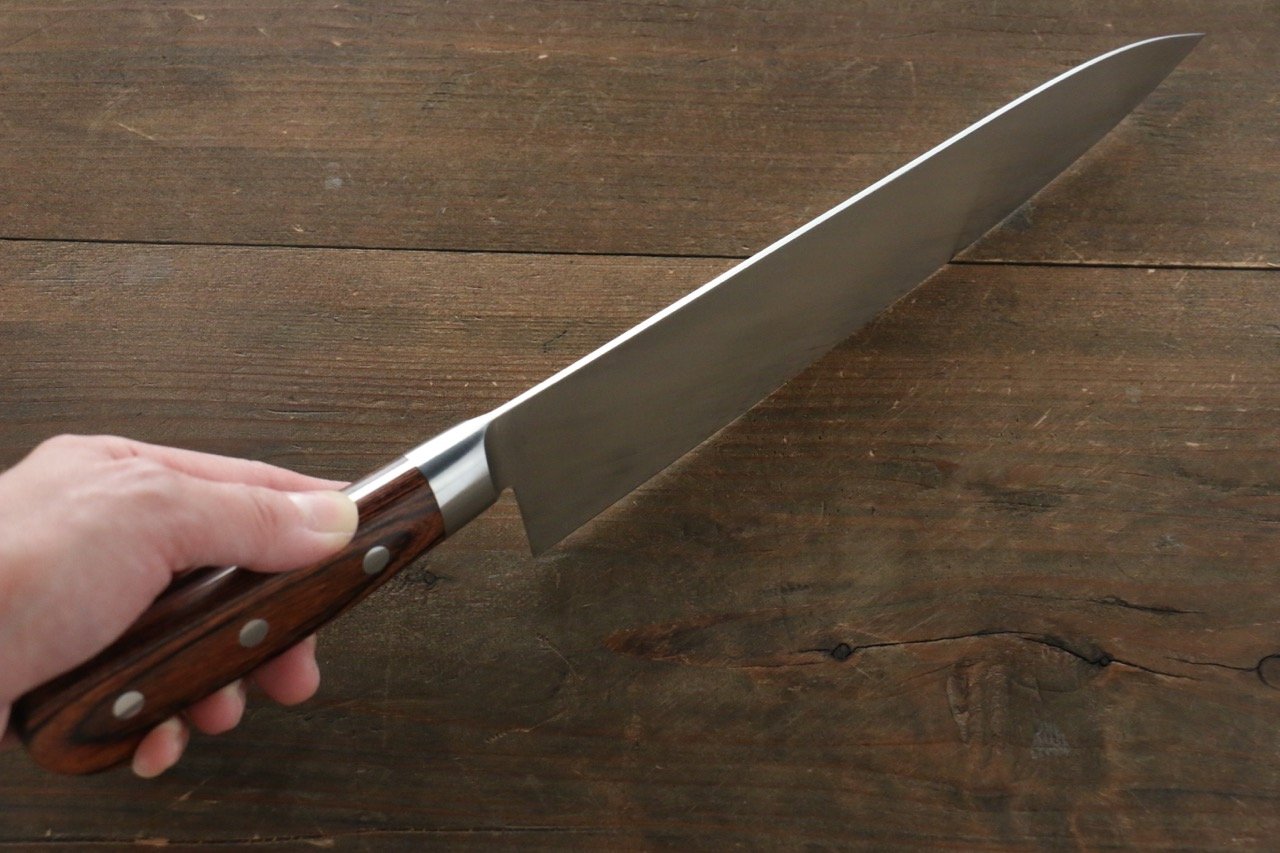 Iseya Molybdenum Gyuto 210mm Mahogany Pakka wood Handle - Japanny - Best Japanese Knife