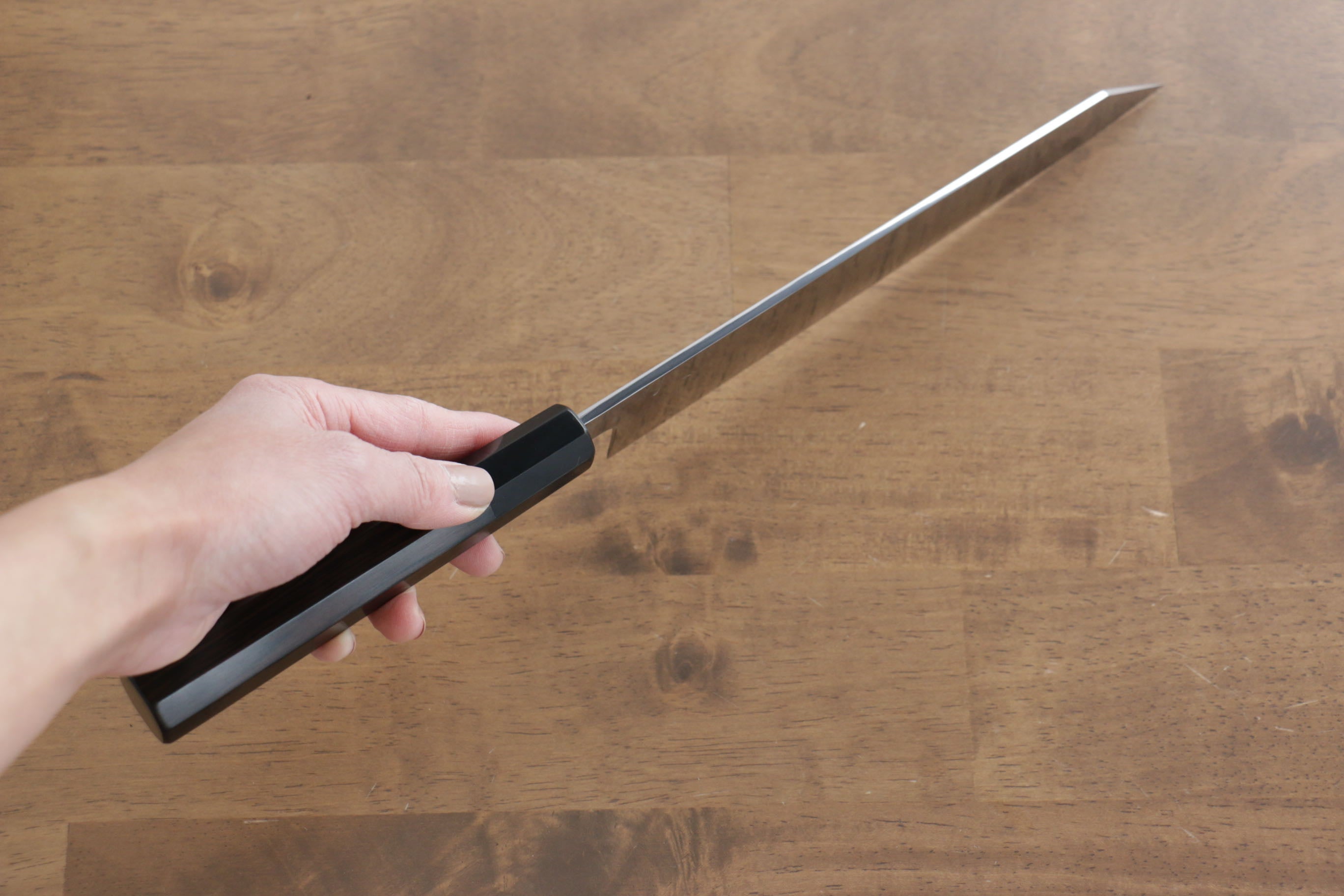 Jikko Fujisan Honyaki White Steel No.3 Kasumitogi Kiritsuke Gyuto 210mm Ebony Wood Handle - Japanny - Best Japanese Knife